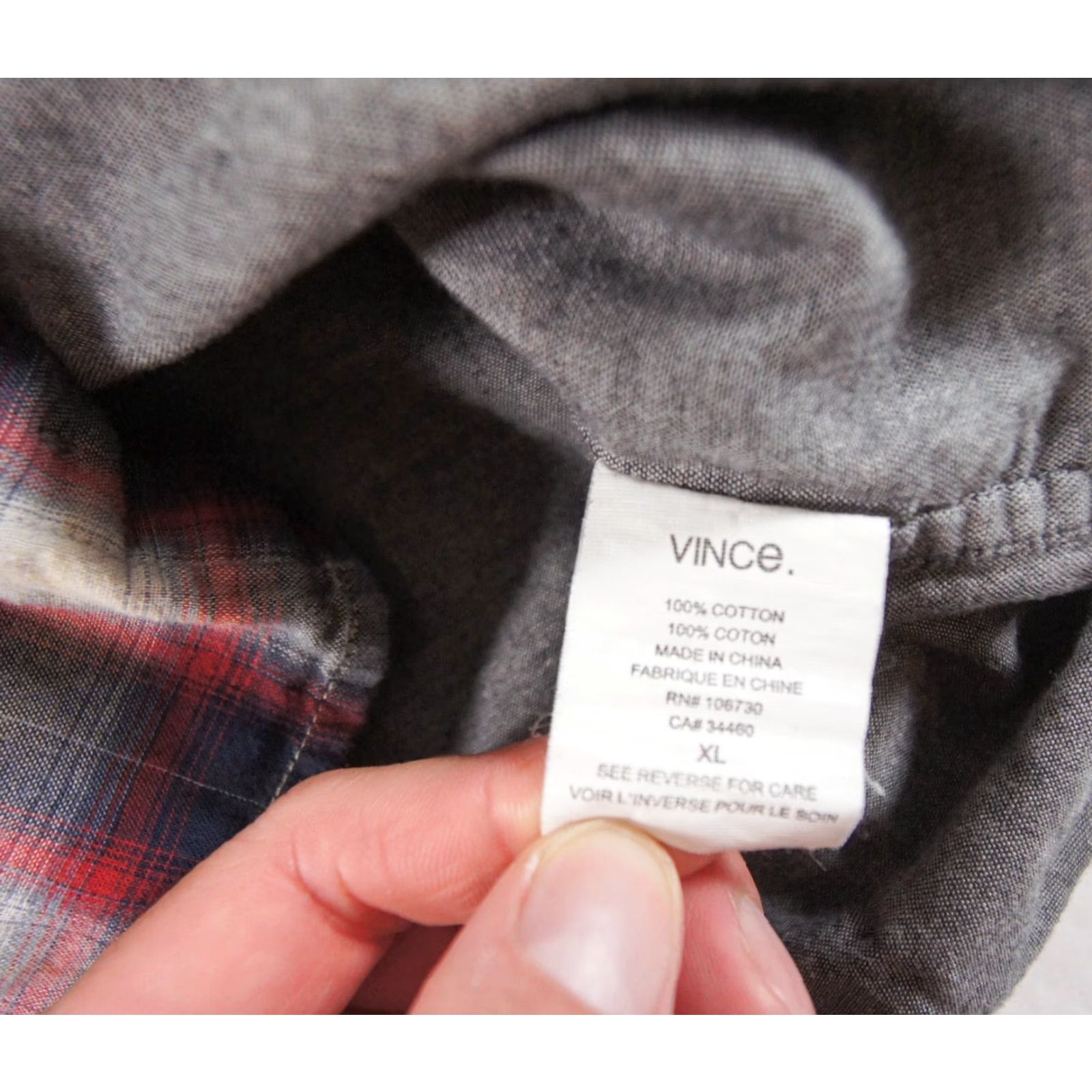Vince Vince Mens XL Red Button-Up Shirt Plaid Check Long Sleeve Collared Classic Preppy Size US XL / EU 56 / 4 - 7 Thumbnail