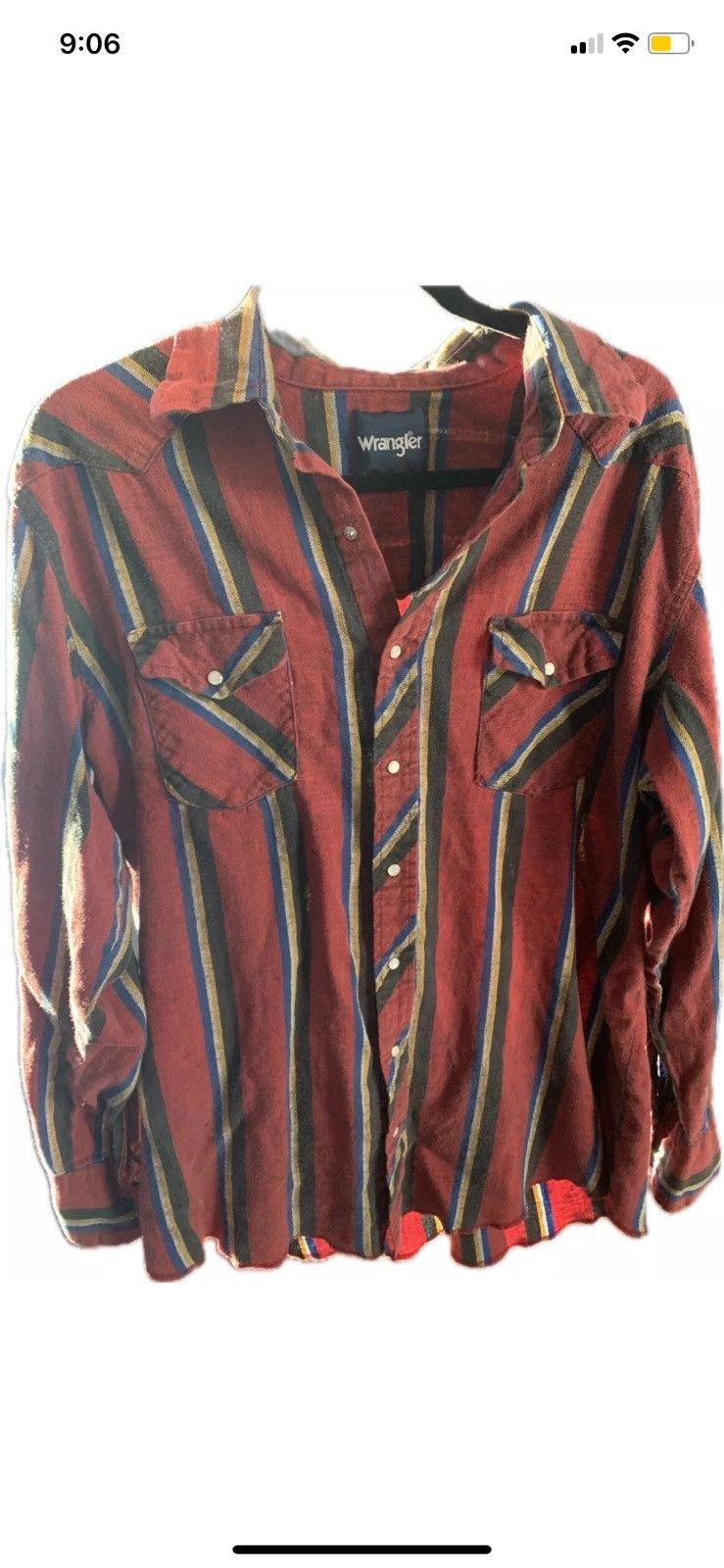Wrangler VTG Wrangler Large Pearl Snap On Red Stripes Size US L / EU 52-54 / 3 - 1 Thumbnail