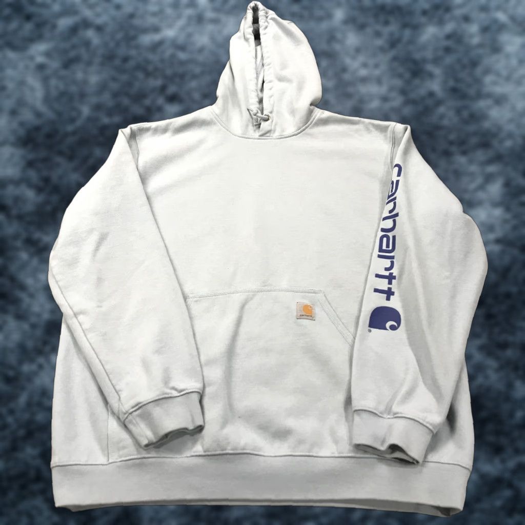 Carhartt Carhartt Hoodie Mens XL Light Blue Loose Midweight Sweatshirt Workwear K288 Size US XL / EU 56 / 4 - 1 Thumbnail