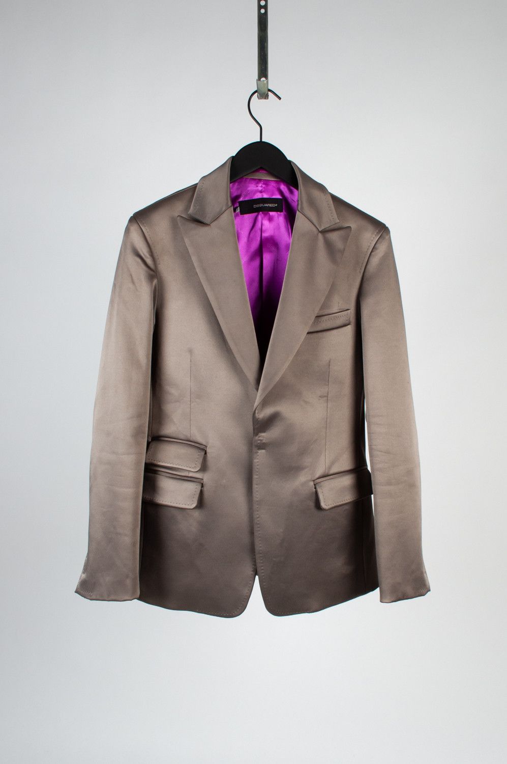 image of Dsquared2 Men Evening Blazer Formal Jacket in Shiny Grey (Size Medium)