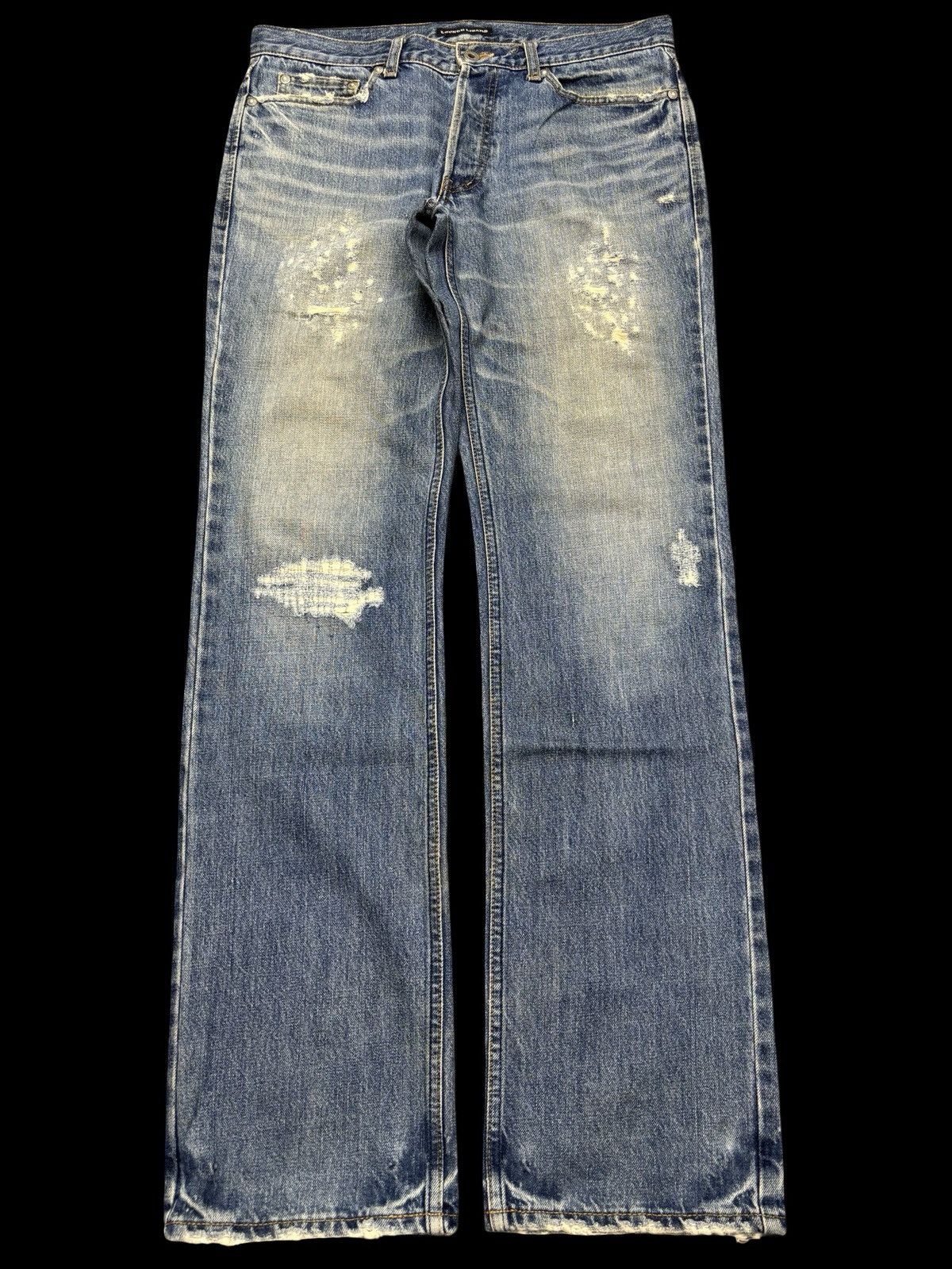 💥Vintage LOUNGE LIZARD Japan Crash Distressed Denim F679