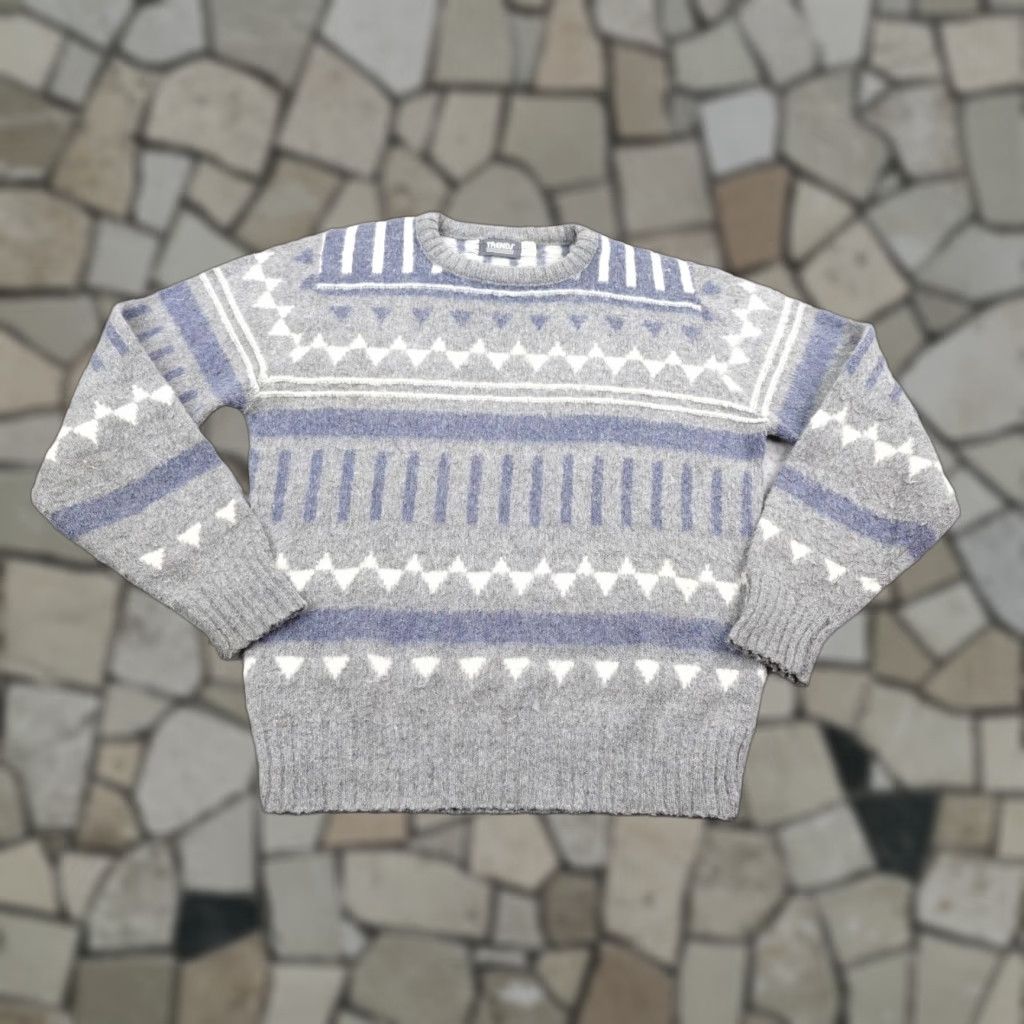 Vintage VINTAGE Trends Sweater Mens Medium Gray Geometric Knit Wool Blend Pullover Size US M / EU 48-50 / 2 - 1 Thumbnail