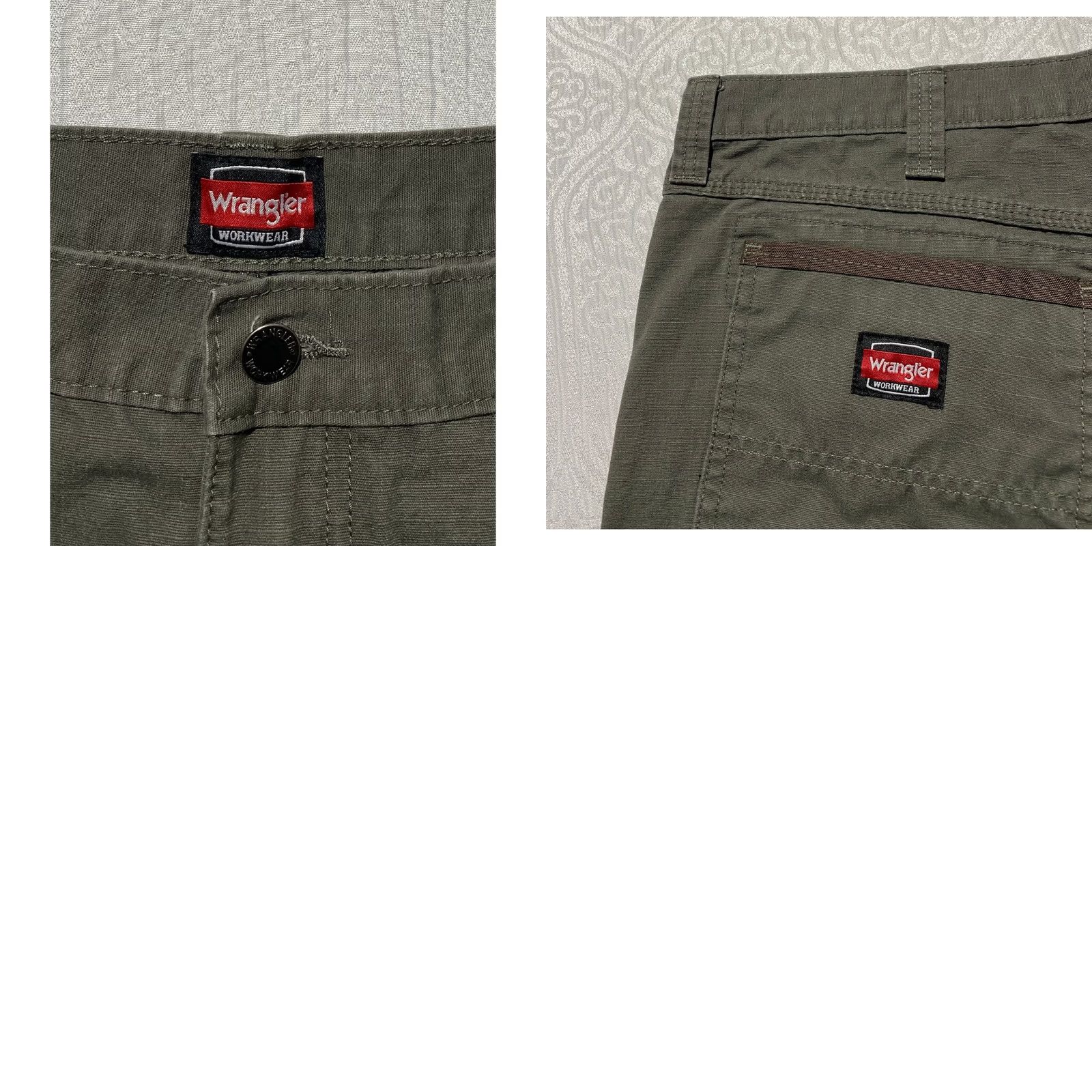 Wrangler Wrangler Workwear Mens Olive Green Ripstop Cargo Pants Relaxed Fit 40x28 Utility Size US 40 / EU 56 - 8 Thumbnail