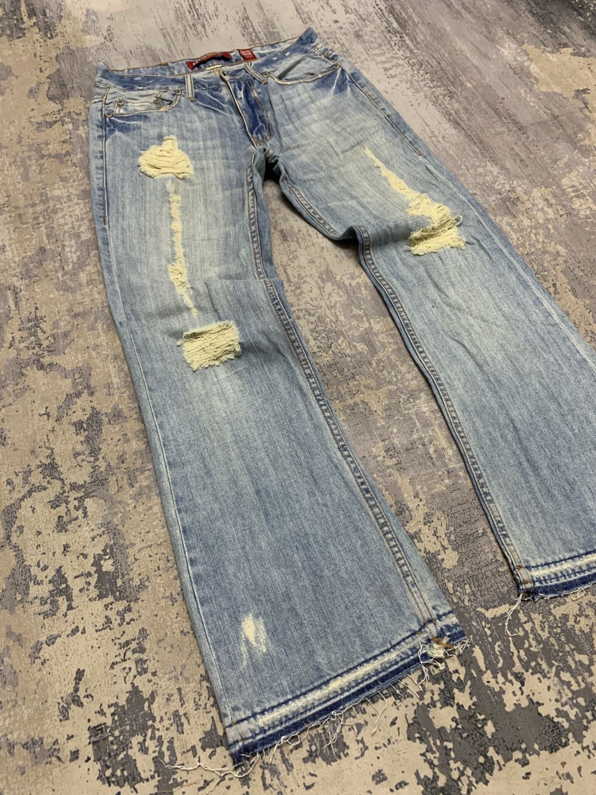 Japanese Brand Aeropostale flare jeans RUSTY distressed grunge stone wash Size US 32 / EU 48 - 4 Thumbnail