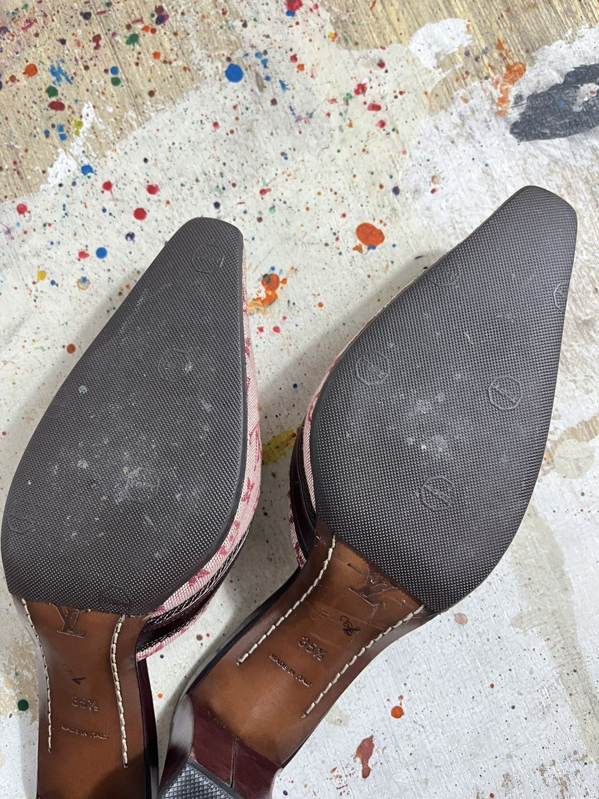 Louis Vuitton Louis Vuitton Cherry red Monogram Leather Canvas Mules Size US 5.5 / IT 35.5 - 15 Thumbnail