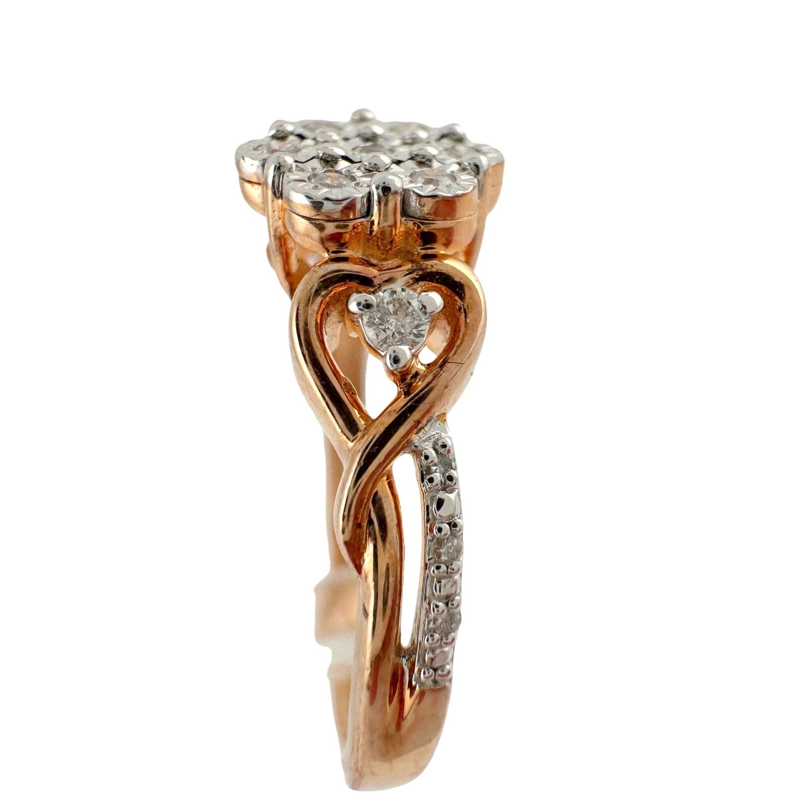 Other Two Tone Diamond Cluster Ring with Hearts on sides - size 7 Size ONE SIZE - 3 Thumbnail