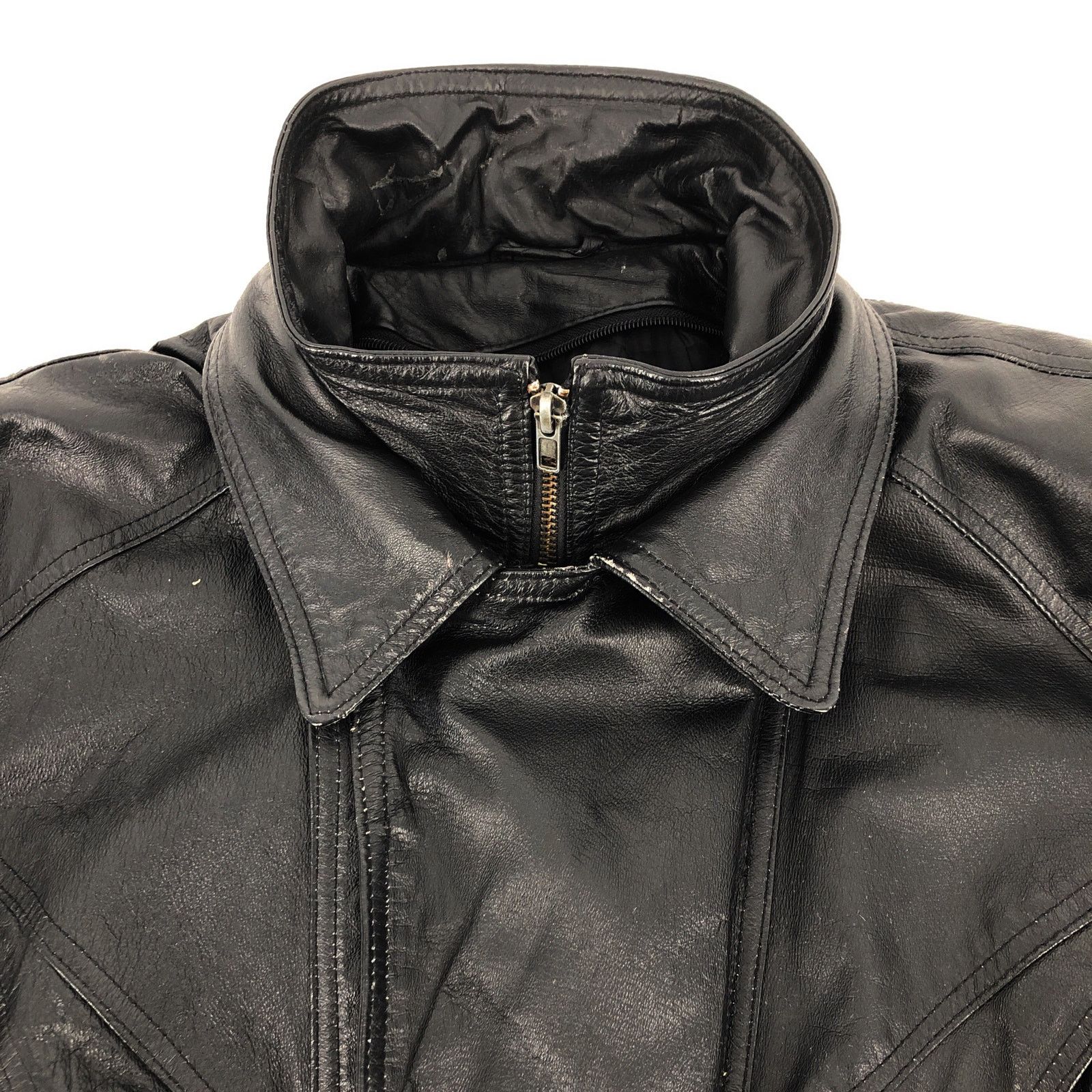 Vintage 90s black leather biker jacket 1990s vintage Size US XL / EU 56 / 4 - 11 Thumbnail