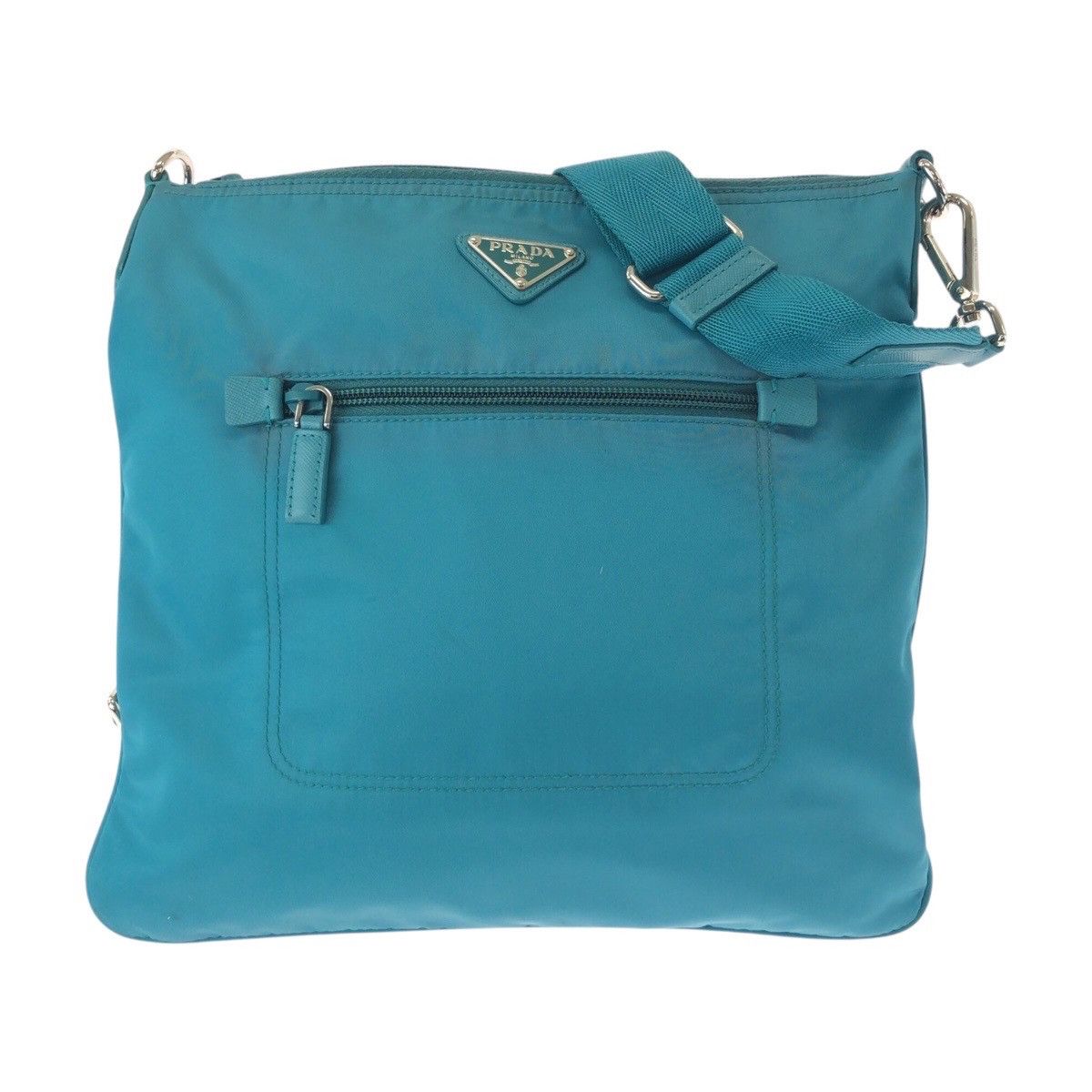 Prada Prada Nylon Tessuto Triangle Logo Plate Shoulder Bag Others Shoulder Bag in Blue, Women's