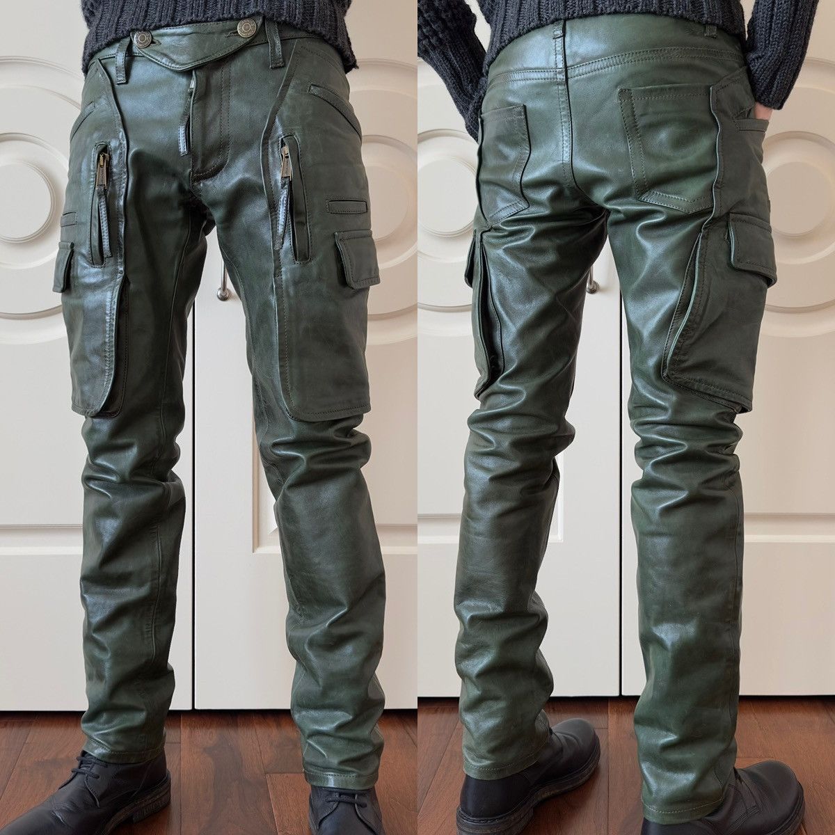 Dsquared2 Dsquared2 F/W 2006 Dark Green Leather Pants Size US 30 / EU 46 - 1 Thumbnail