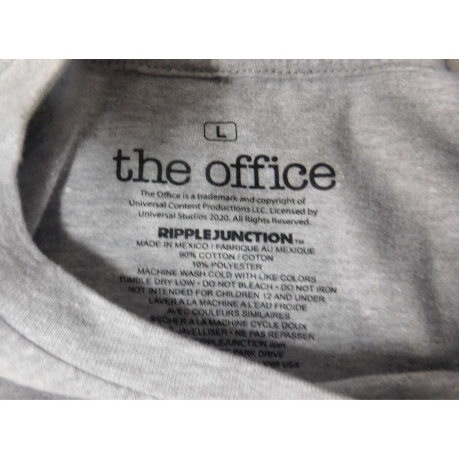 Ripple Junction Ripple Junction The Office Mens Shirt L Gray Short Sleeve Crew Neck T-Shirt Logo Modern Colorful All Seasons Mens Size US L / EU 52-54 / 3 - 6 Thumbnail