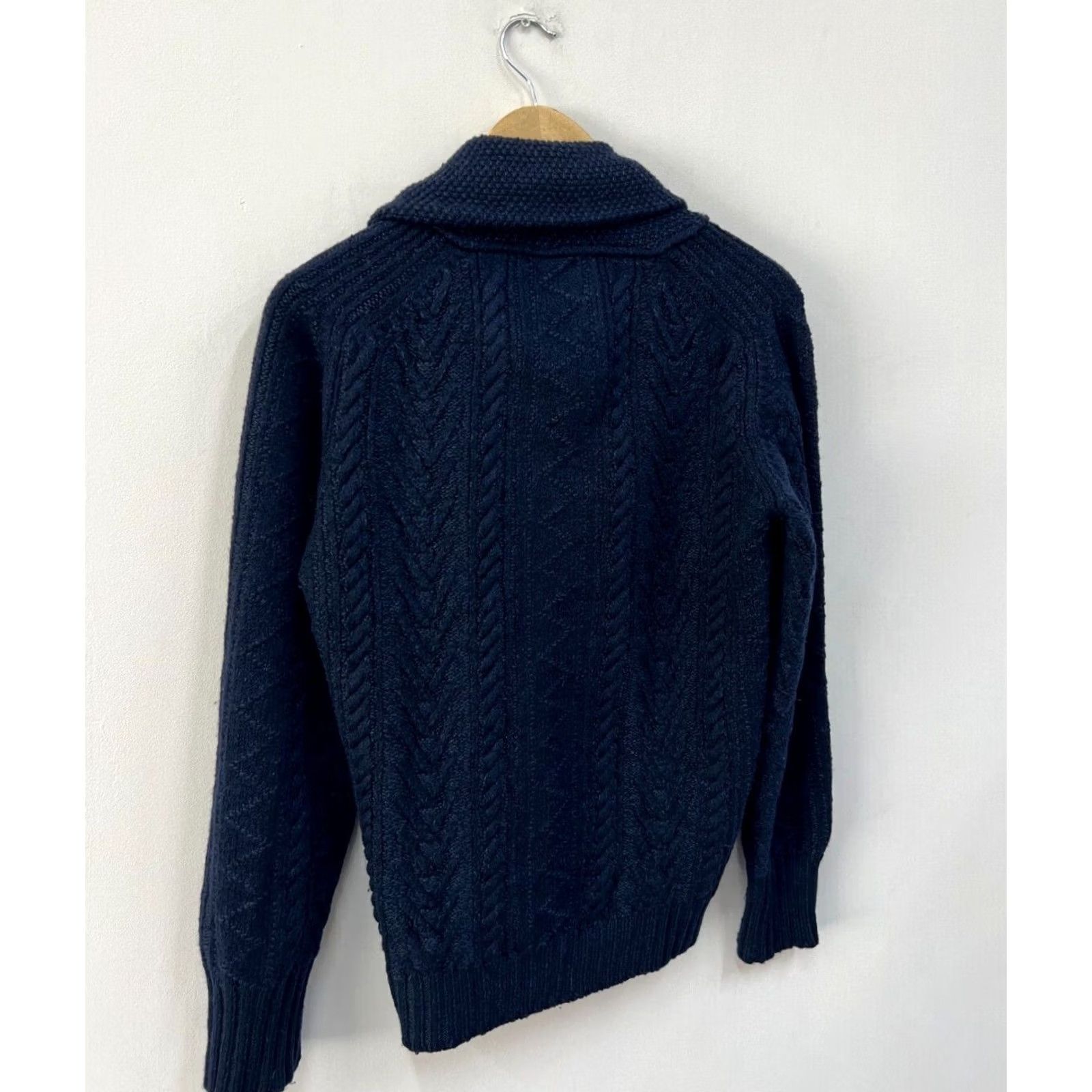 Albam Albam Navy Linen Knit Cardigan Sweater Mens S/M Wool Heavy Shawl Collar Size S/M Size US S / EU 44-46 / 1 - 4 Thumbnail
