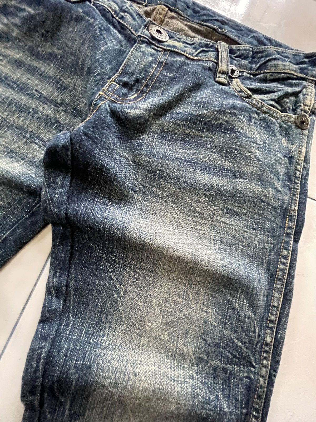 Japanese Brand × Le Grande Bleu (L.G.B.) × Tornado Mart Toto Japan Claws Mark Honeycomb Flare Low Rise Jeans Size US 32 / EU 48 - 10 Thumbnail