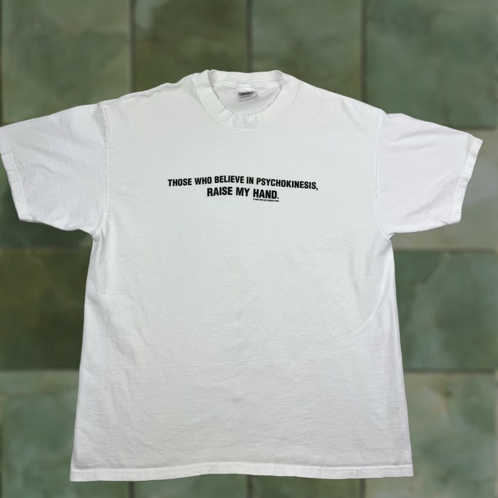 Hanes VINTAGE Hanes T-Shirt Mens XL White Funny Psychokinesis 90s Y2K Humor Graphic Tee Size US XL / EU 56 / 4 - 1 Thumbnail