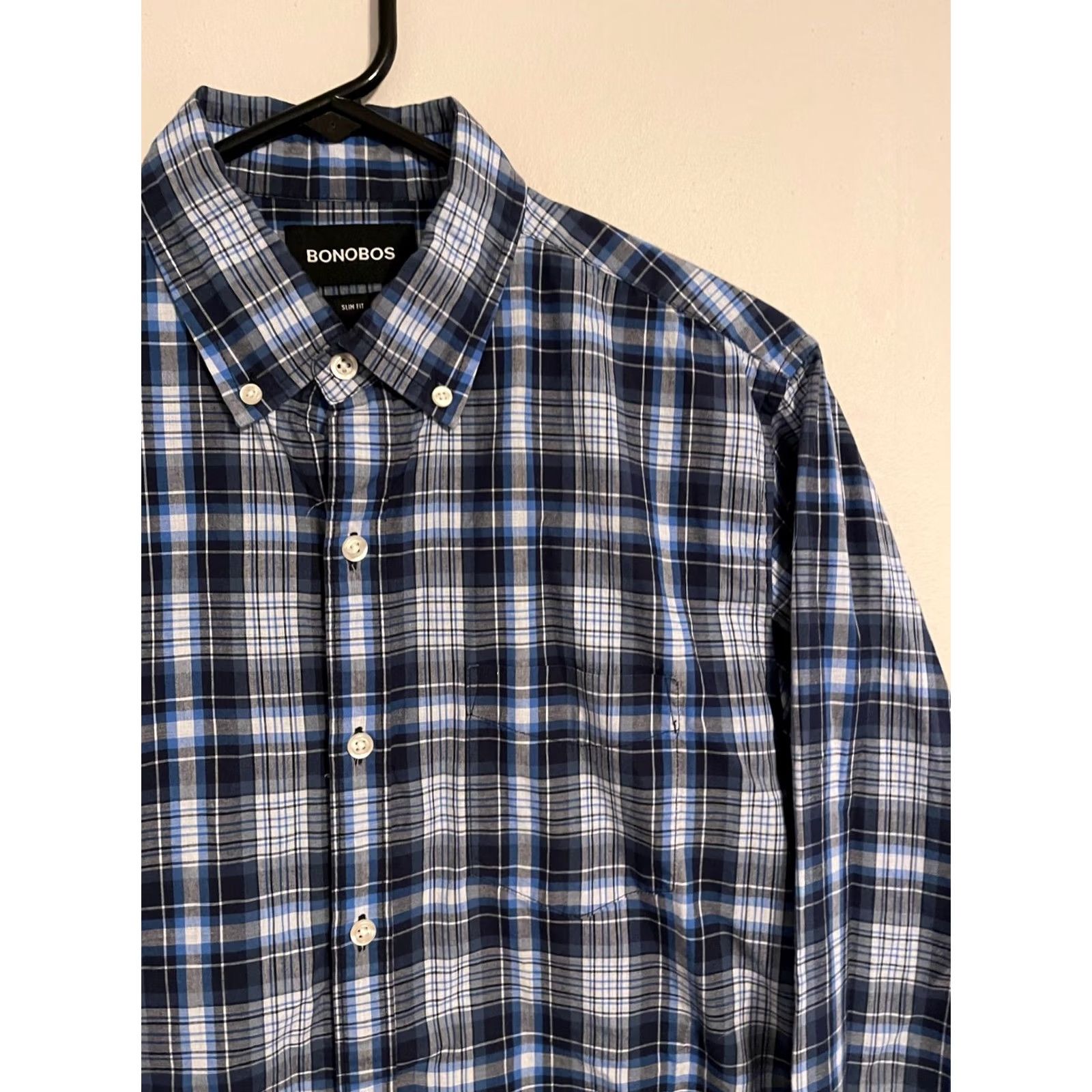 Bonobos Bonobos Slim Fit Button Up Shirt Mens Small S Blue Plaid Casual Dress Long Sleeve Size US S / EU 44-46 / 1 - 2 Thumbnail