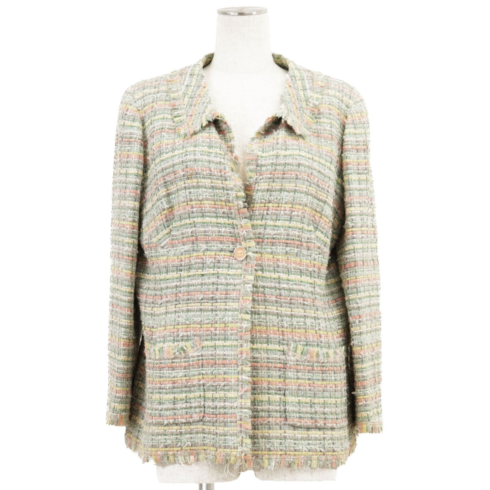 Chanel Chanel Chanel Silk Blend Tweed Jacket Textile Outerwear P26006 DUTY FREE for USA Size ONE SIZE - 1 Thumbnail