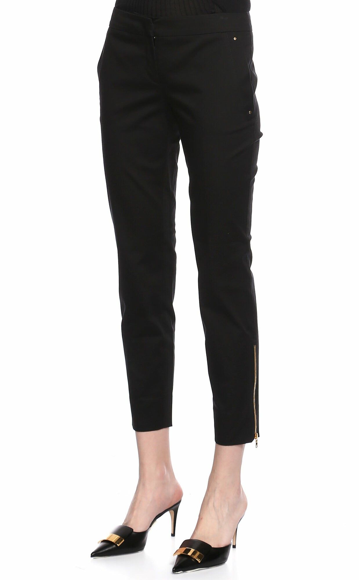 EMILIO PUCCI black stretch cotton crop pants 8 42 trousers