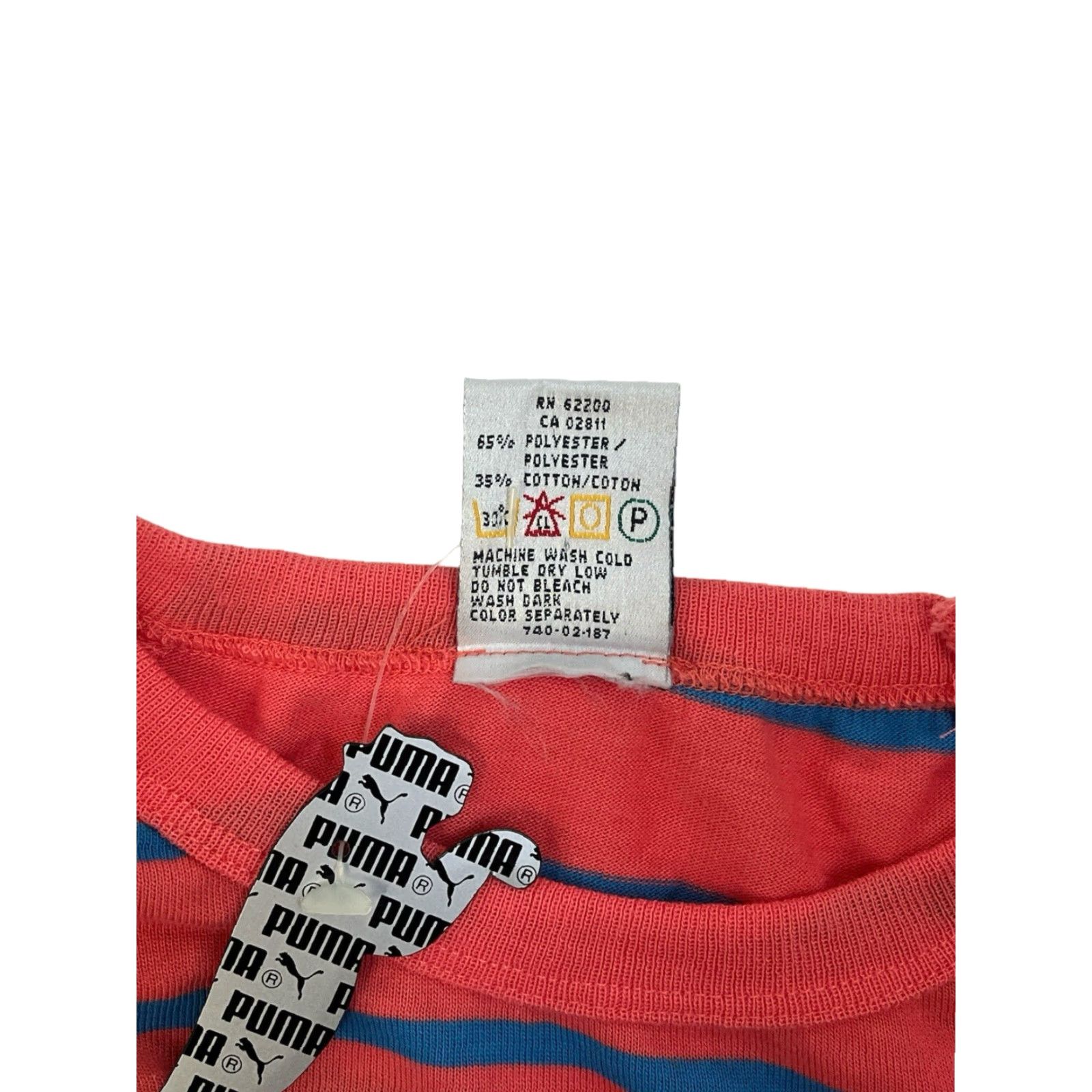 Puma VINTAGE Puma Long Sleeve T-Shirt Womens M Deadstock NWT 80s NOS Coral Pink with Light Blue Stripes Genders Womens Size M / US 6-8 / IT 42-44 - 4 Thumbnail