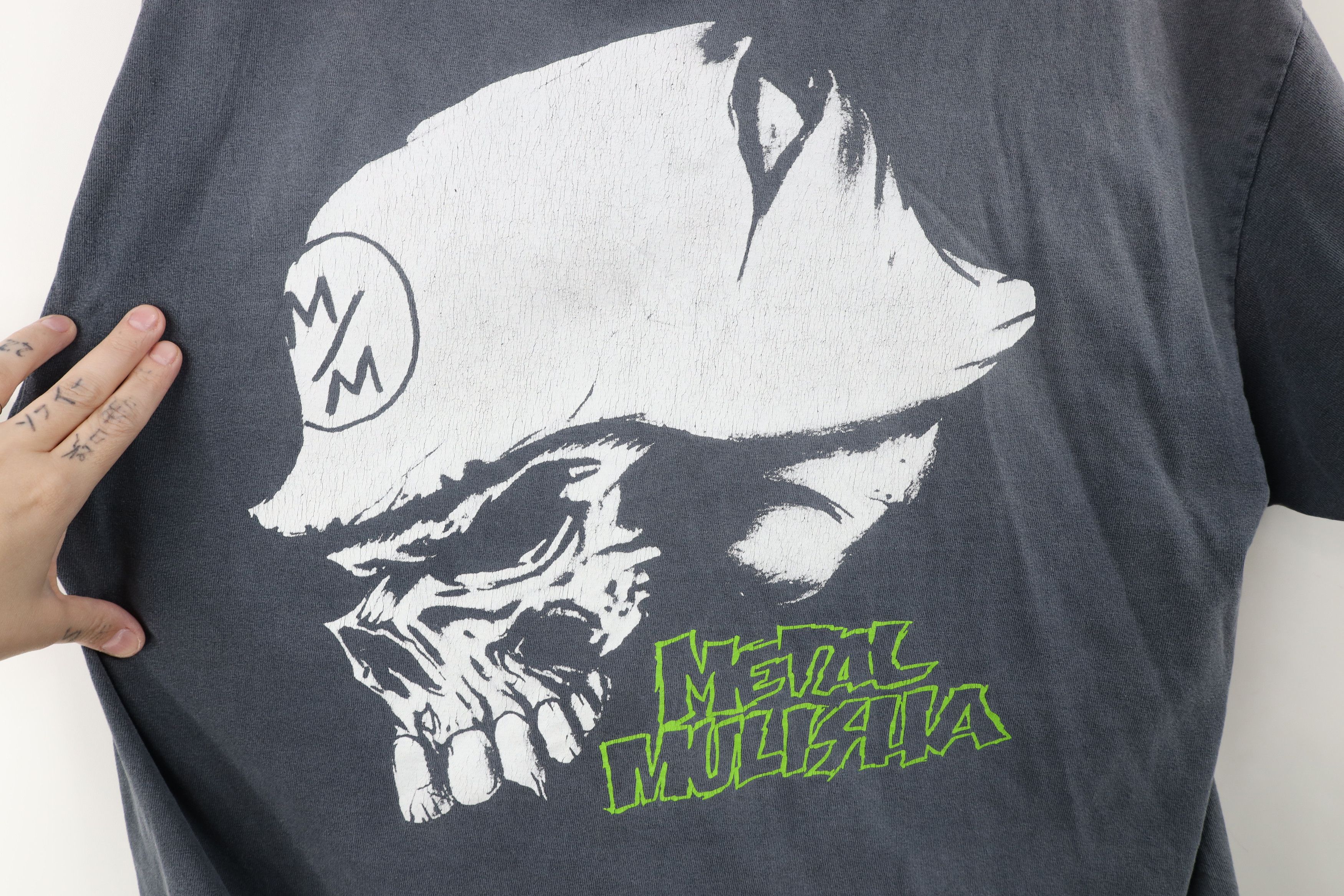 Metal Mulisha Vintage 90s Metal Mulisha Spell Out Skull Military T-Shirt Size US XL / EU 56 / 4 - 4 Thumbnail