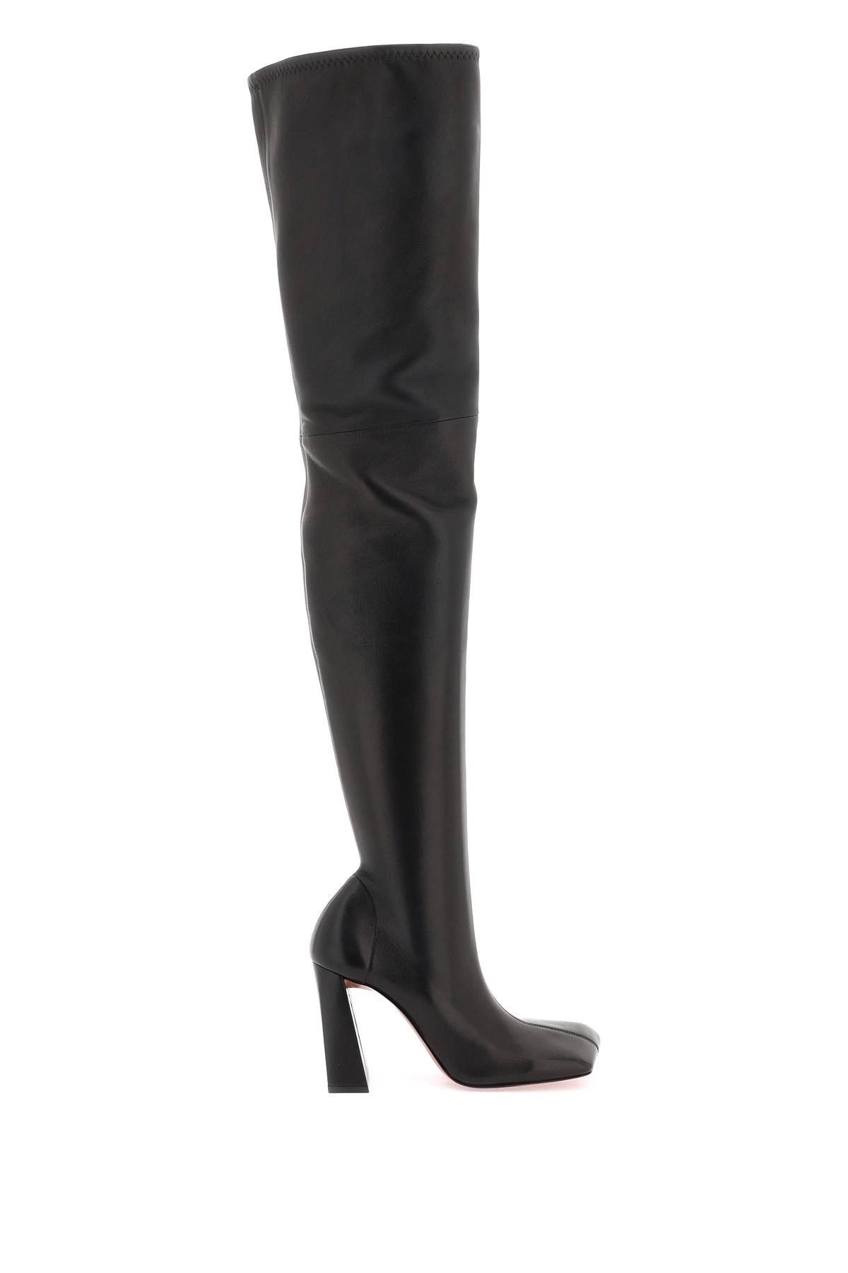 image of Amina Muaddi Marine Thigh High Boots in Black, Women's (Size 8)