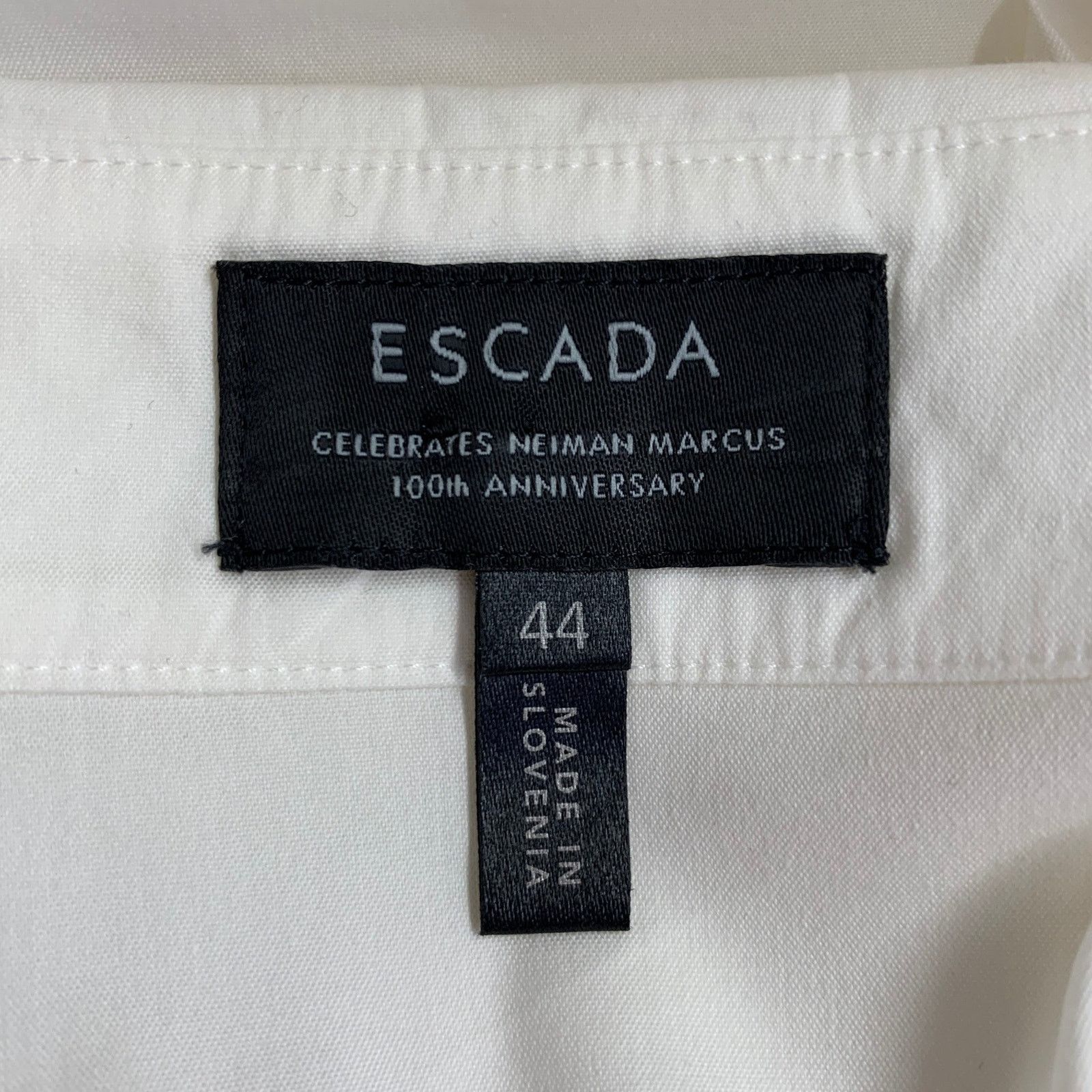 Escada ESCADA XL Cream Cotton Blend Pleated Bib Button Up Shirt Size XL / US 12-14 / IT 48-50 - 5 Thumbnail