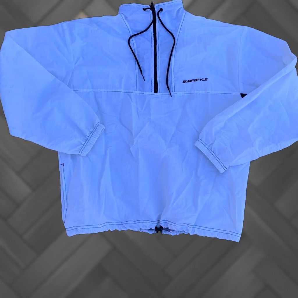 Vintage VINTAGE Surf Style Windbreaker Jacket M/L Adult White Nylon Logo Zipper Pockets 80s 90s Retro Beach Unisex Mens Womens Size US M / EU 48-50 / 2 - 1 Thumbnail