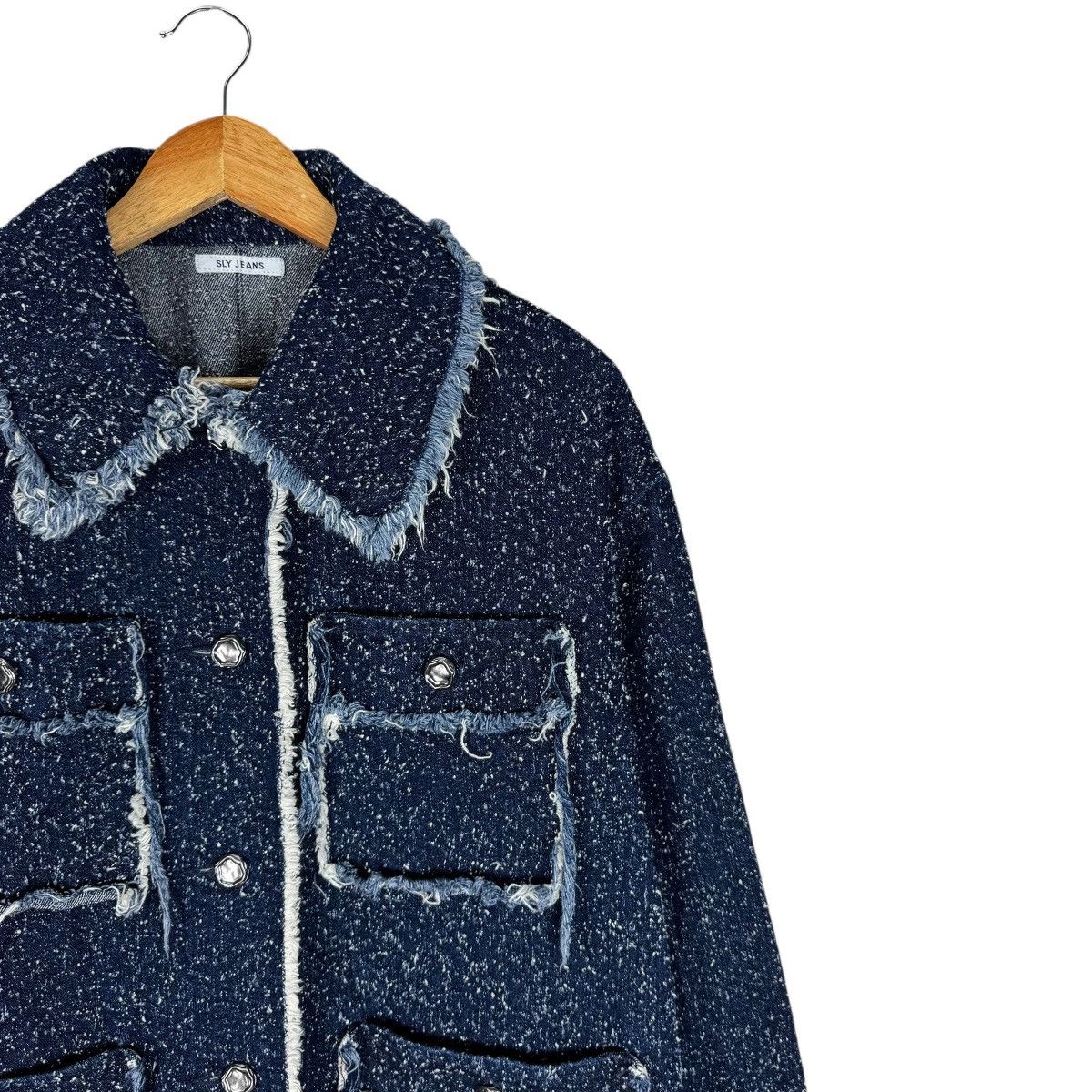 SLY ☀️SLY JEANS STYLE DISTRESS TWEED JACKET LIKE CHANEL Size L / US 10 / IT 46 - 4 Thumbnail