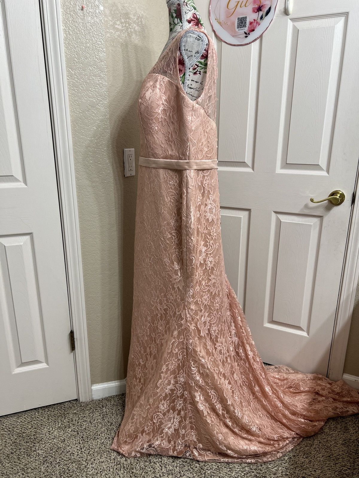 Other Hebeos pink blush Lace V-Neck prom Dress Size XL / US 12-14 / IT 48-50 - 4 Thumbnail