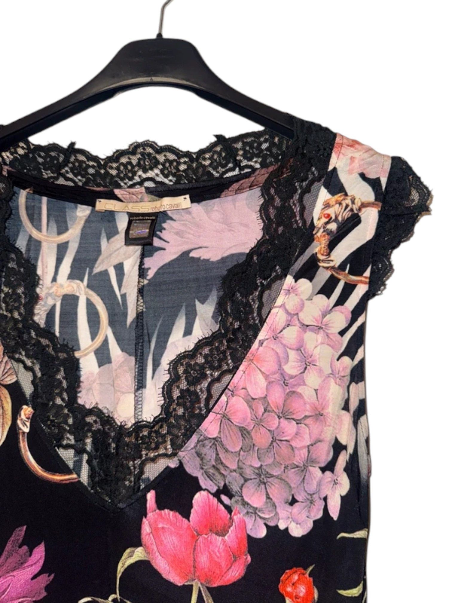 Roberto Cavalli Class Roberto Cavalli Lace-Trim Floral Slip Dress c.2010s Size M / US 6-8 / IT 42-44 - 4 Thumbnail