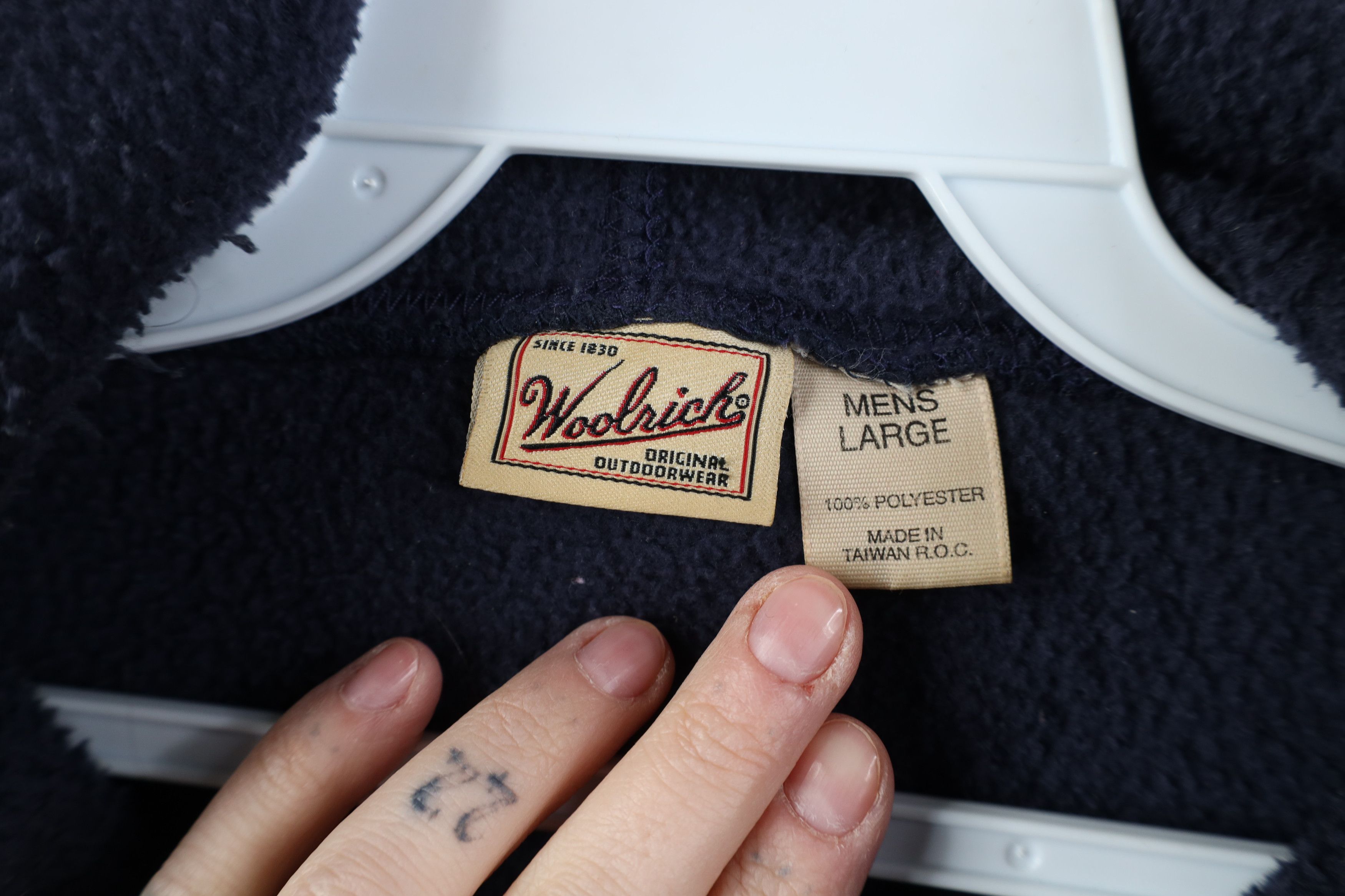 Woolrich Woolen Mills Vintage 90s Woolrich Blank Fleece Hoodie Sweatshirt Blue Size US L / EU 52-54 / 3 - 5 Thumbnail
