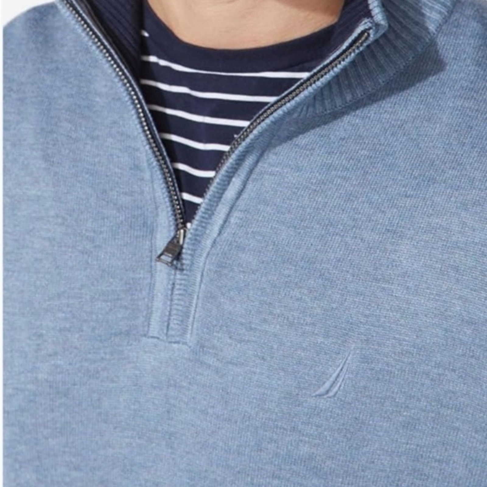 Nautica Nautical Men's light Blue mock neck Sweater, size Large Size US L / EU 52-54 / 3 - 4 Thumbnail