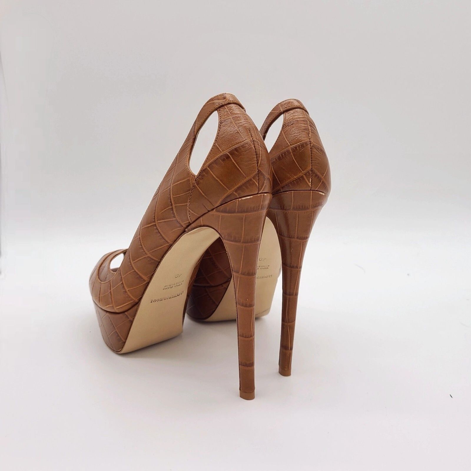 Emporio Armani Emporio Armani LIMITED Tan Leather Croc 5" Stilettos w/ COA Size US 9 / IT 39 - 7 Thumbnail