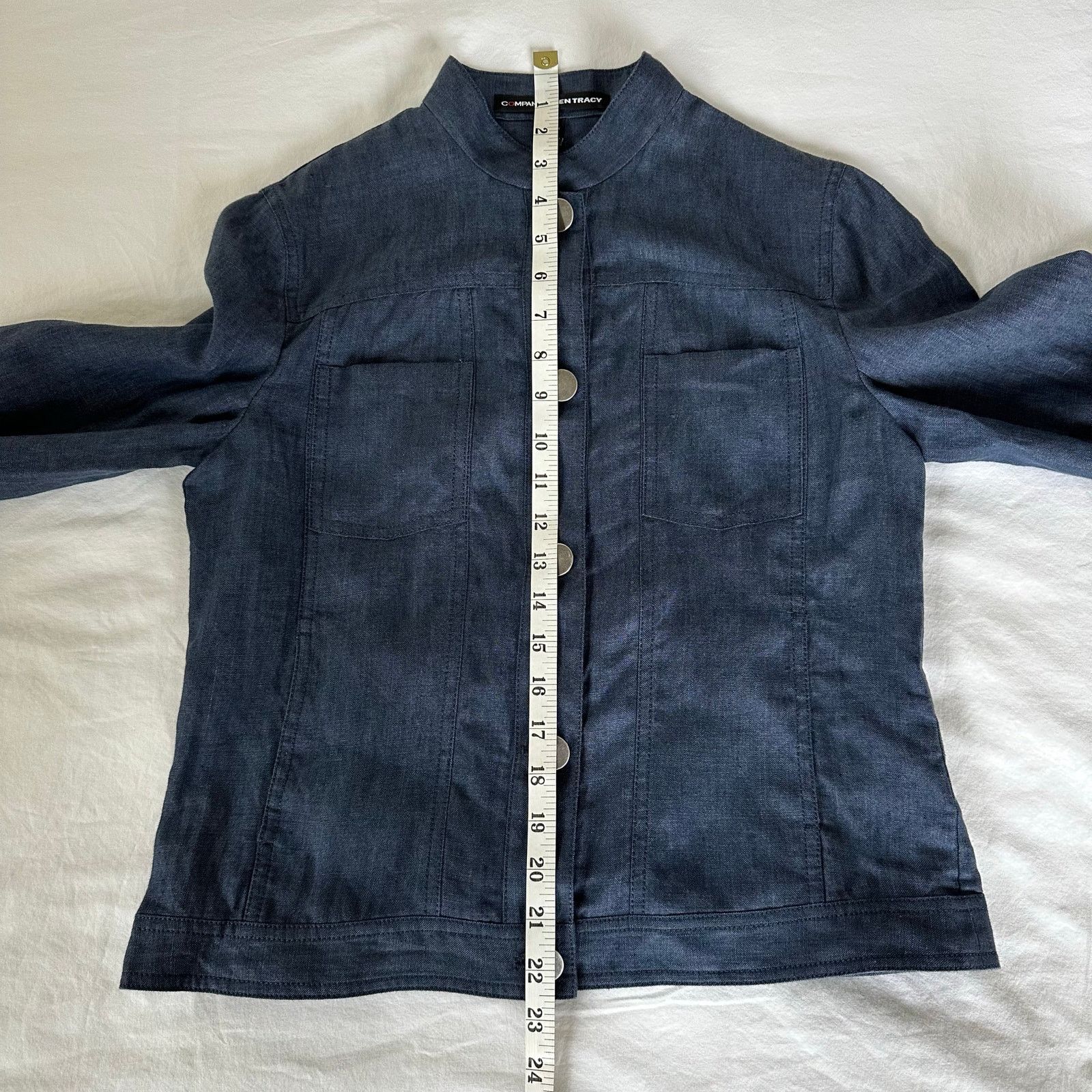 Other Navy Linen Jacket Band Collar Size 2 Company Ellen Tracy Size XS / US 0-2 / IT 36-38 - 7 Thumbnail