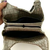 Donald Pliner Donald J Pliner Gray Croc Texture Chain Strap Zipper Closure Size ONE SIZE - 6 Thumbnail