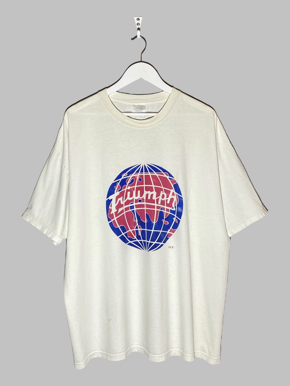 Other Vintage 90s Triumph Globe Logo Rare T-shirt USA Motorcycle Size US XXL / EU 58 / 5 - 1 Thumbnail