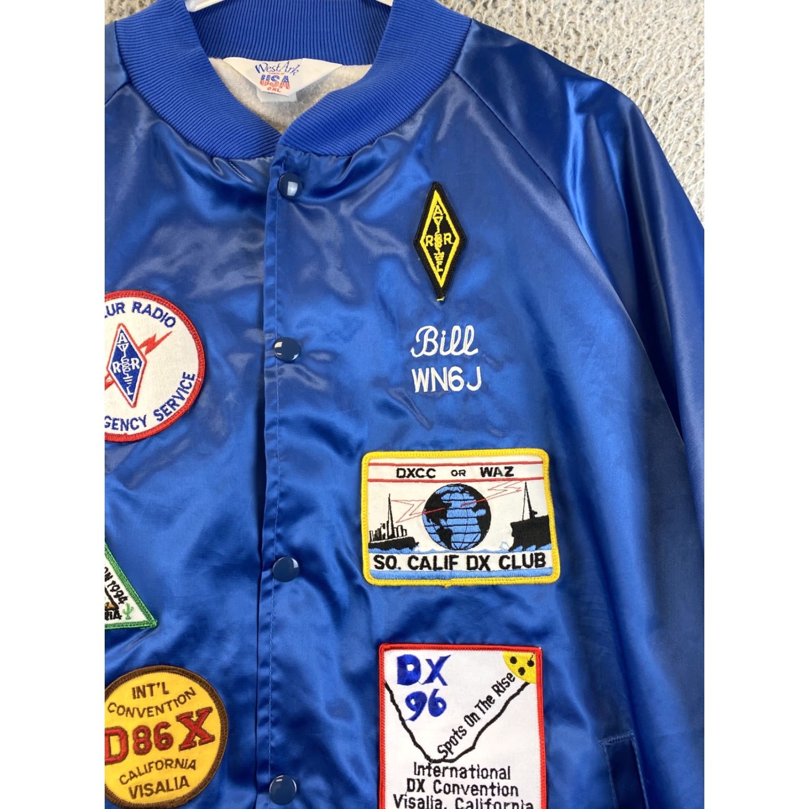 Vintage Vintage Satin Bomber Jacket XXL USA Blue vtg 90s fishing West Ark Size US XXL / EU 58 / 5 - 2 Thumbnail