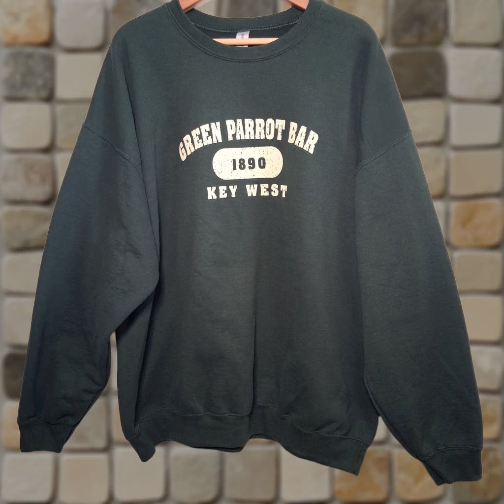 Gildan Nike Green Parrot Bar Key West Sweatshirt 2XL Green Crewneck Florida Beach Mens Size US XXL / EU 58 / 5 - 1 Thumbnail