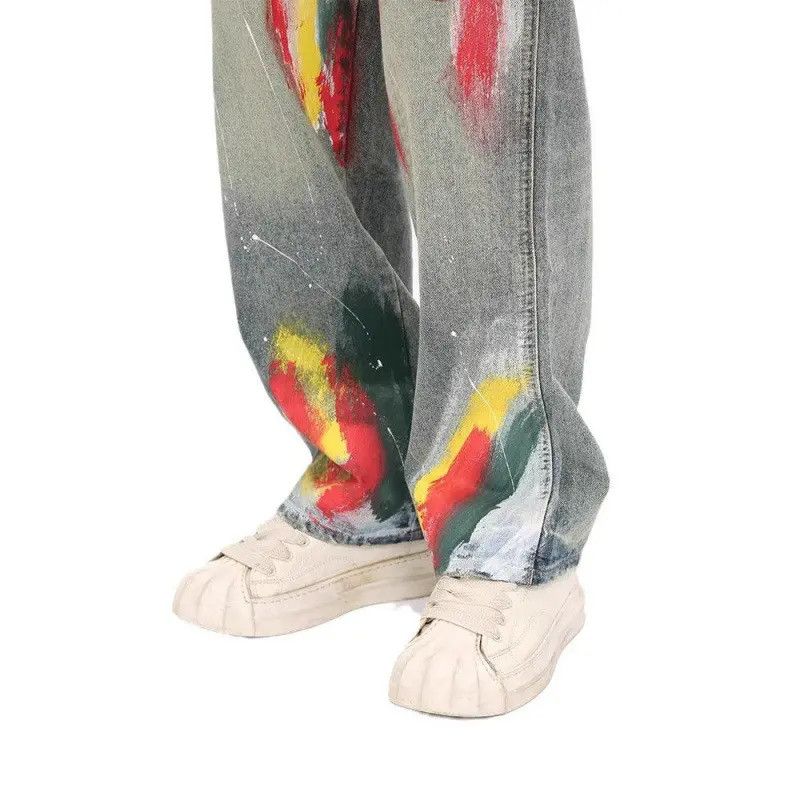 Japanese Brand Retro straight leg wide leg graffiti jeans Size US 32 / EU 48 - 3 Thumbnail