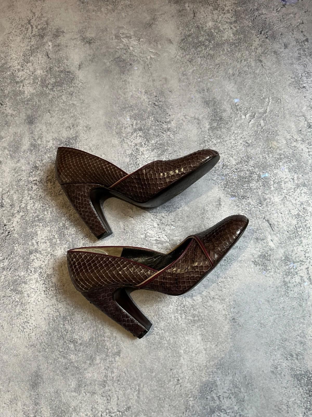 Miu Miu Miu Miu Leather Brown Chunky High Heel 7 Peep Toe EUR 37.5 Size US 7 / IT 37 - 3 Thumbnail