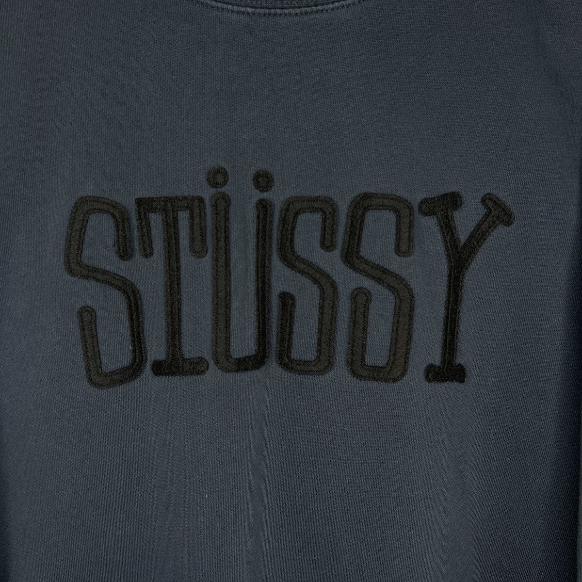 Stussy × Vintage Stussy Crewneck Pullover Sweatshirt Navy Big Logo Spellout Size US M / EU 48-50 / 2 - 4 Thumbnail