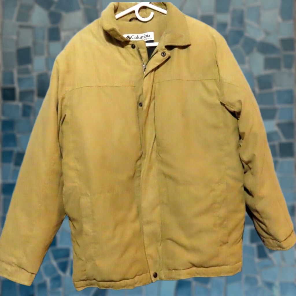 Vintage Columbia Coat Mens M Beige Polyester Microfiber Lined Winter Bomber Jacket Logo Accents Casual Travel Classic Outdoor Size US M / EU 48-50 / 2 - 1 Thumbnail
