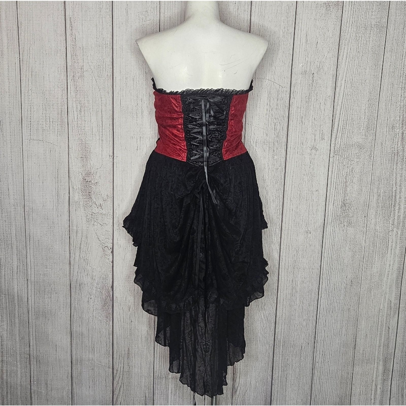 Vintage Devil Fashion Steampunk Corset Top w Lace Skirt & Bustle Size M / US 6-8 / IT 42-44 - 7 Thumbnail