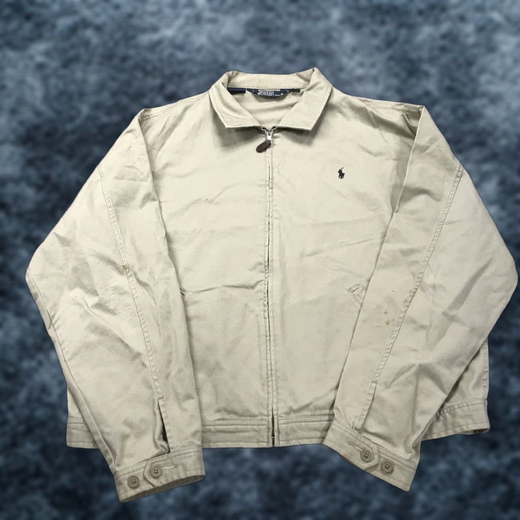 Polo Ralph Lauren VINTAGE Polo Ralph Lauren Jacket Mens 2XL Beige Cotton Bomber Zip Preppy 90s Size US XXL / EU 58 / 5 - 1 Thumbnail