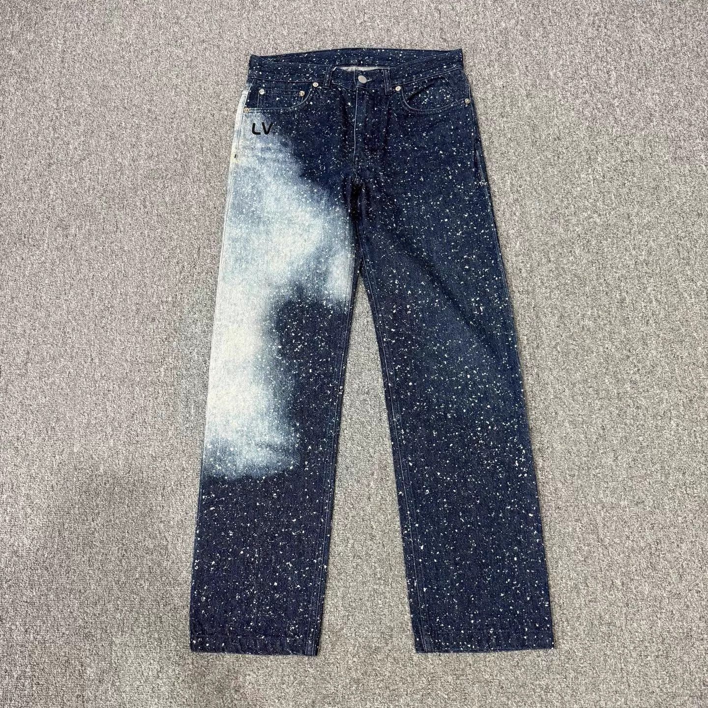 Louis Vuitton Louis Vuitton Navy Blue Logo Galaxy Jeans 29W 99 New Size 29" - 1 Thumbnail