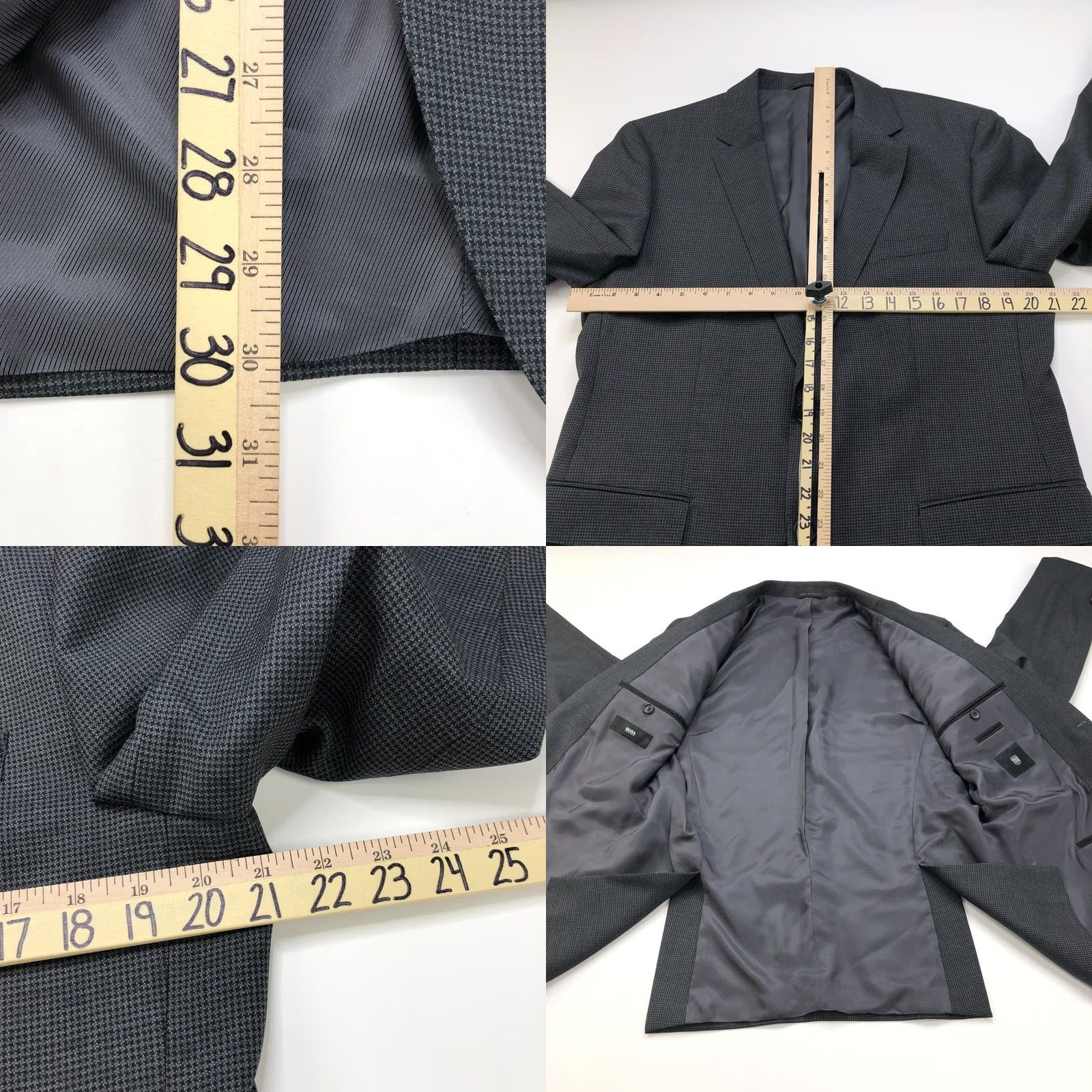 Hugo Boss HUGO BOSS Sport Coat Gray 100% Wool Lanificio Tesse Biella 42 R Single-Breasted Notch Lapel Two-Button Four-Button Sleeve Vintage? No Size US XS / EU 42 / 0 - 8 Thumbnail