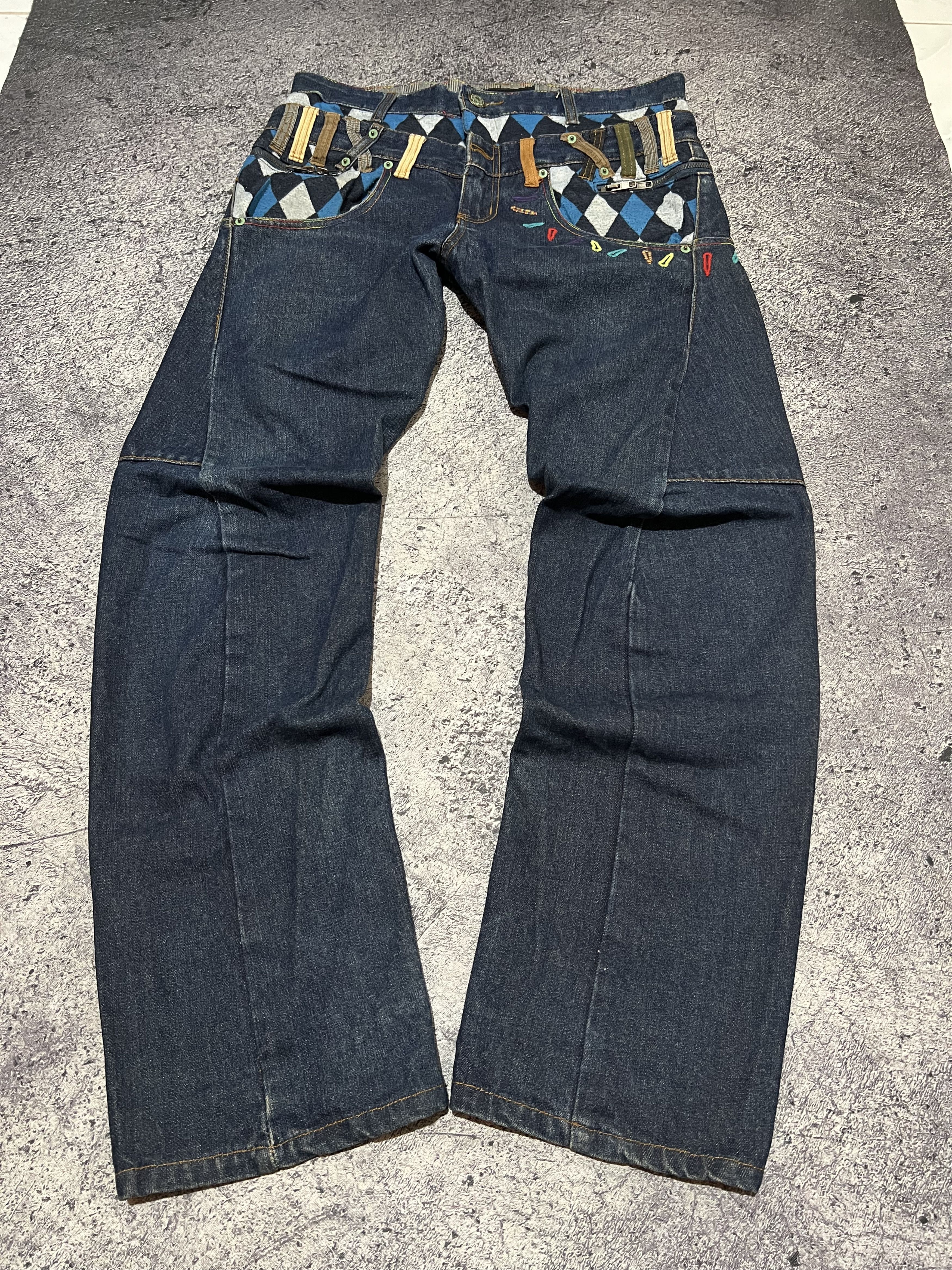 Japanese Brand 2000s Archival Breath Double Waist Raw Jeans y2k ifsix Size US 33 - 1 Thumbnail
