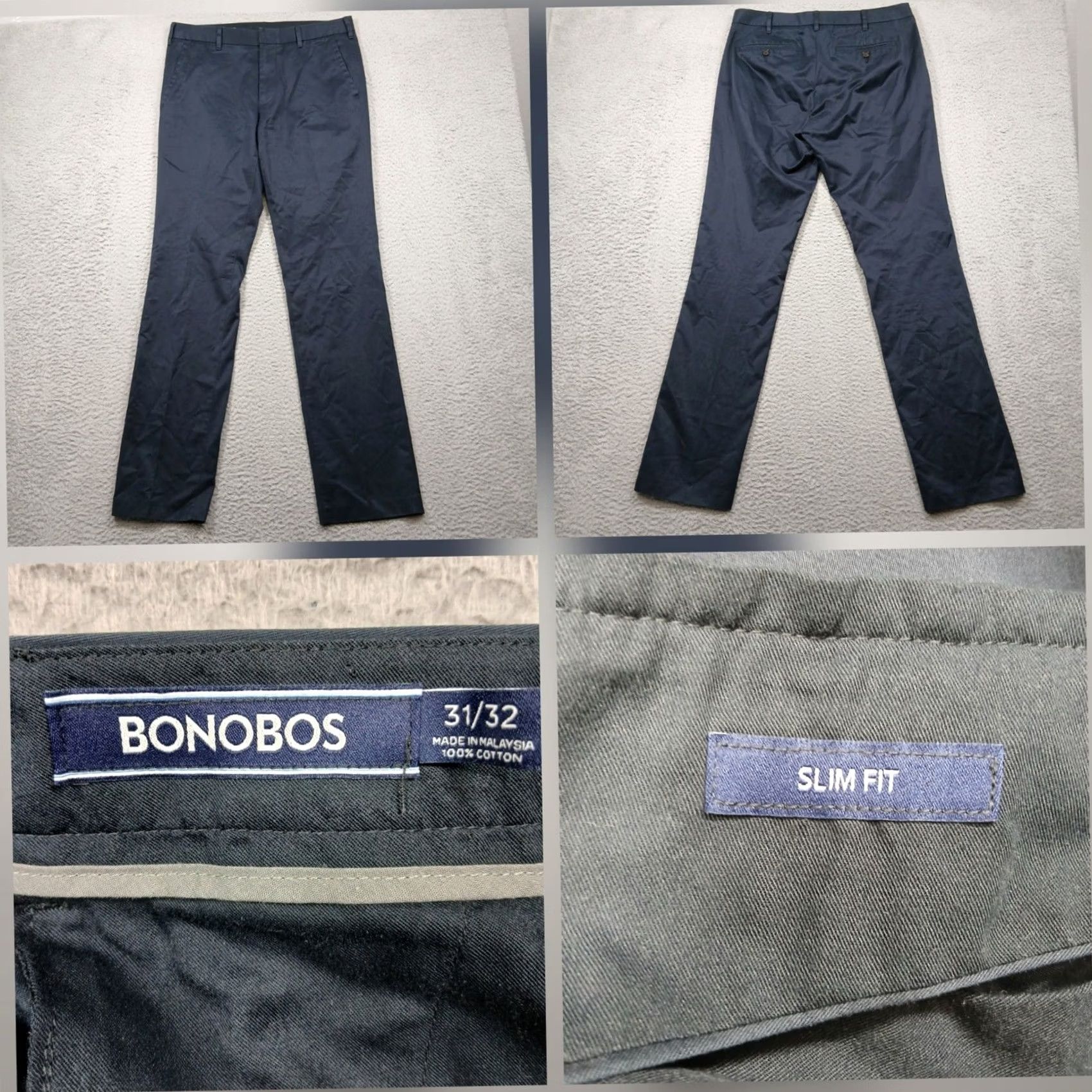 Bonobos Bonobos Slim Fit Chino Pants Mens 31x32 Navy Blue Cotton Casual Size US 31 - 2 Thumbnail