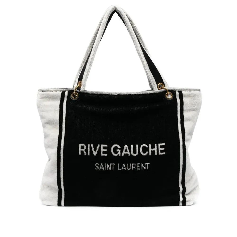 Saint Laurent Paris o1bcso1str1225 Size: OS/Rive Gauche Towel Bag in Black/White Size ONE SIZE - 1 Thumbnail
