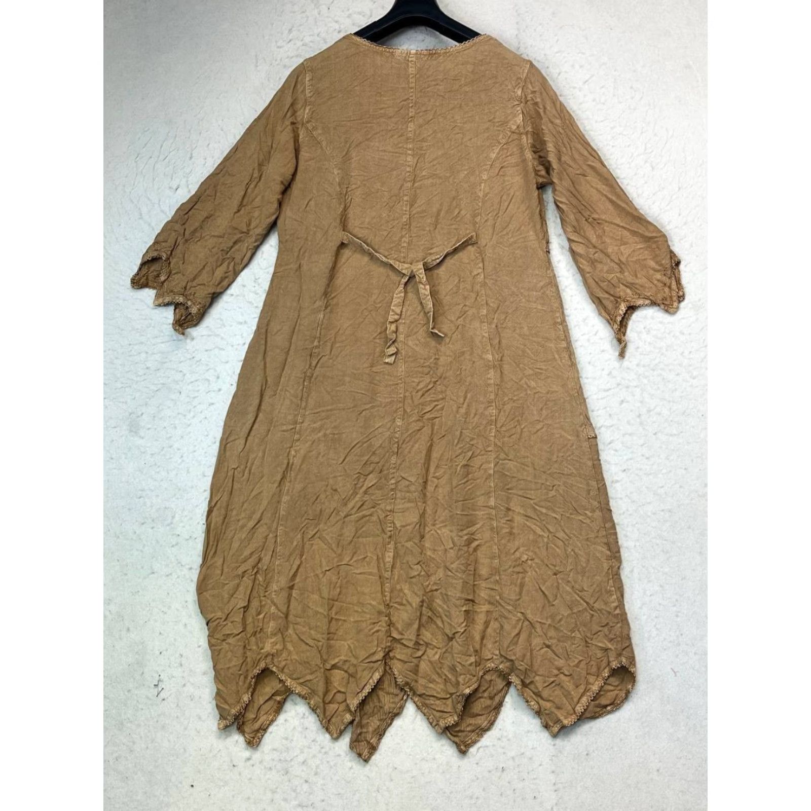 Vintage Just Cruisin Dress Womens L-XL Midi A-Line Short Sleeve Round Neck Embroidered Rayon Brown 3/4 Sleeve Spring Summer Casual Vintage: No Size L / US 10 / IT 46 - 2 Thumbnail
