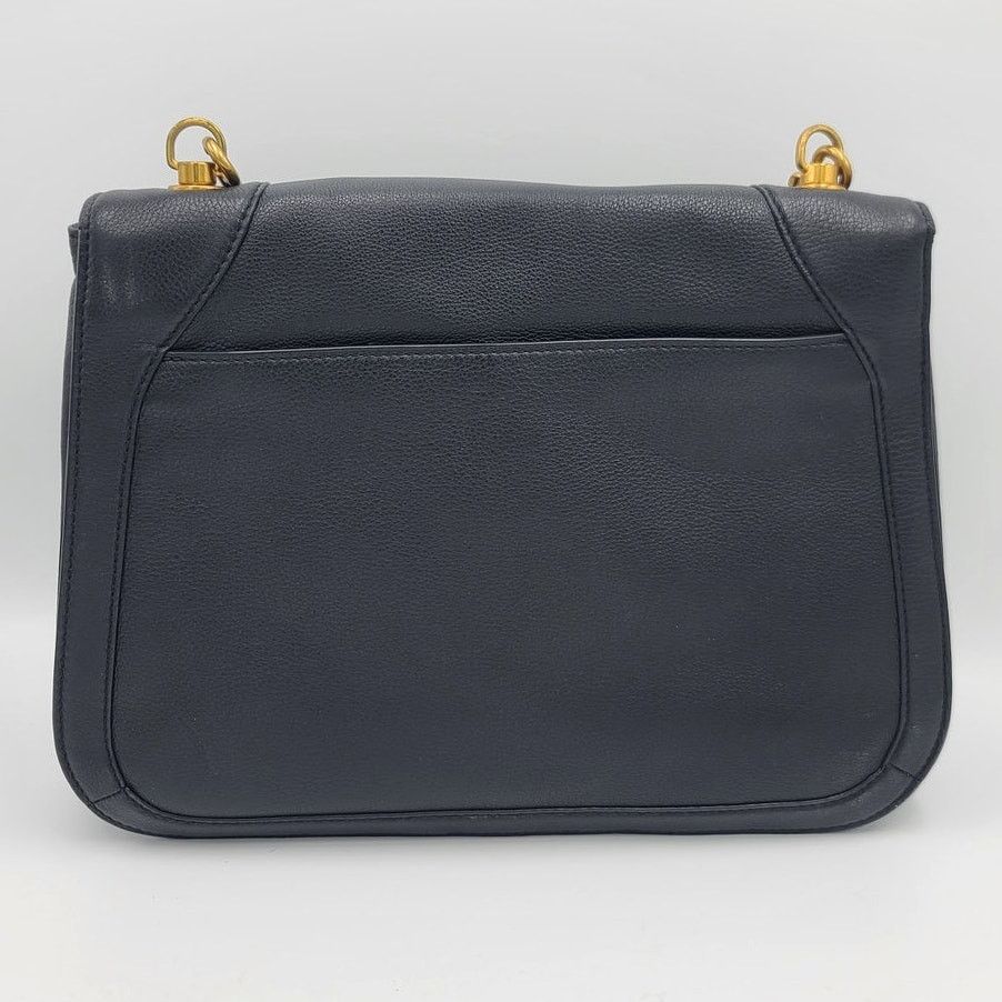 Tory Burch Stud Black Leather Full Flap Shoulder Bag