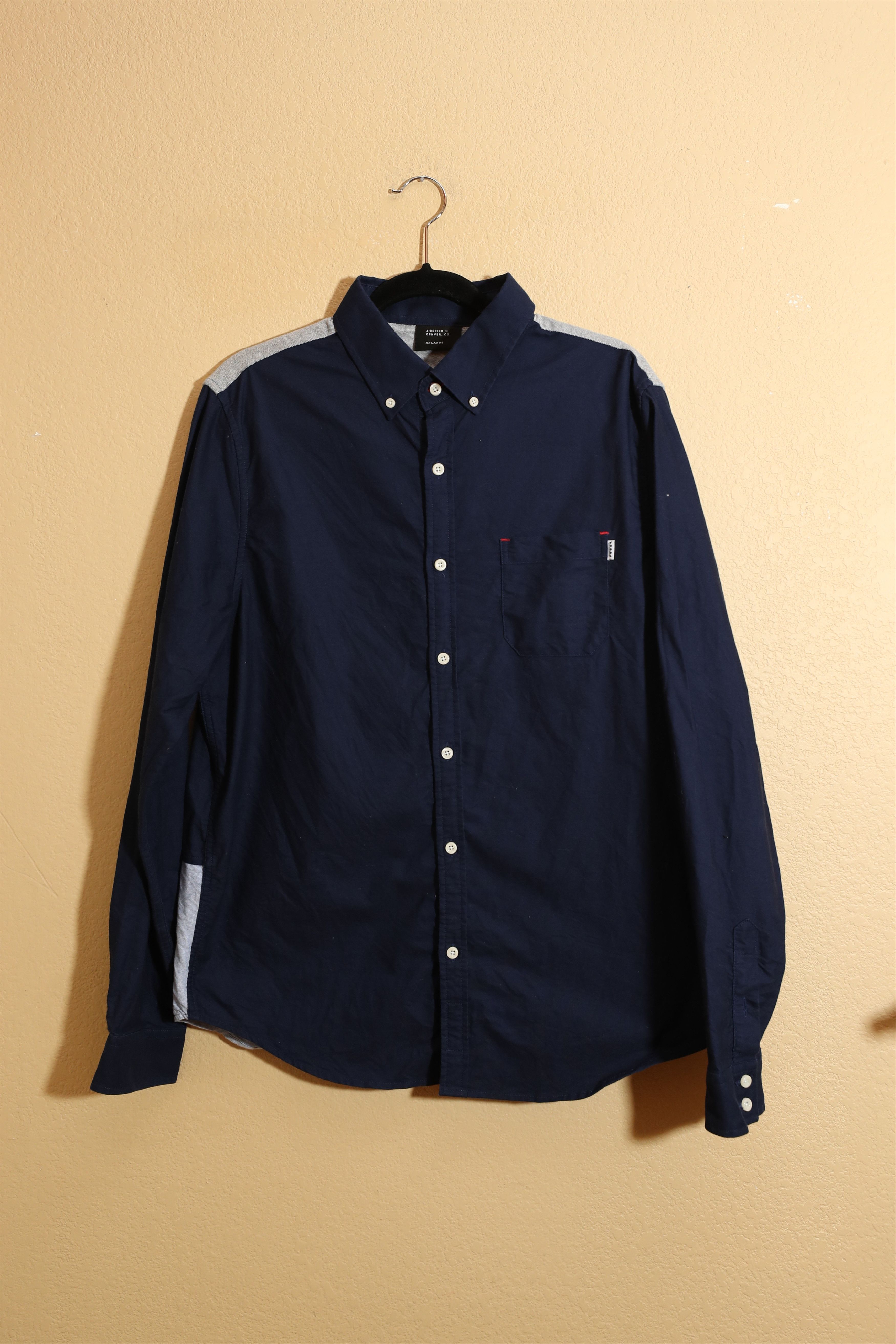 Jiberish Jiberish Navy Blue Gray Colorblock Button Shirt (XXL) Size US XXL / EU 58 / 5 - 1 Thumbnail